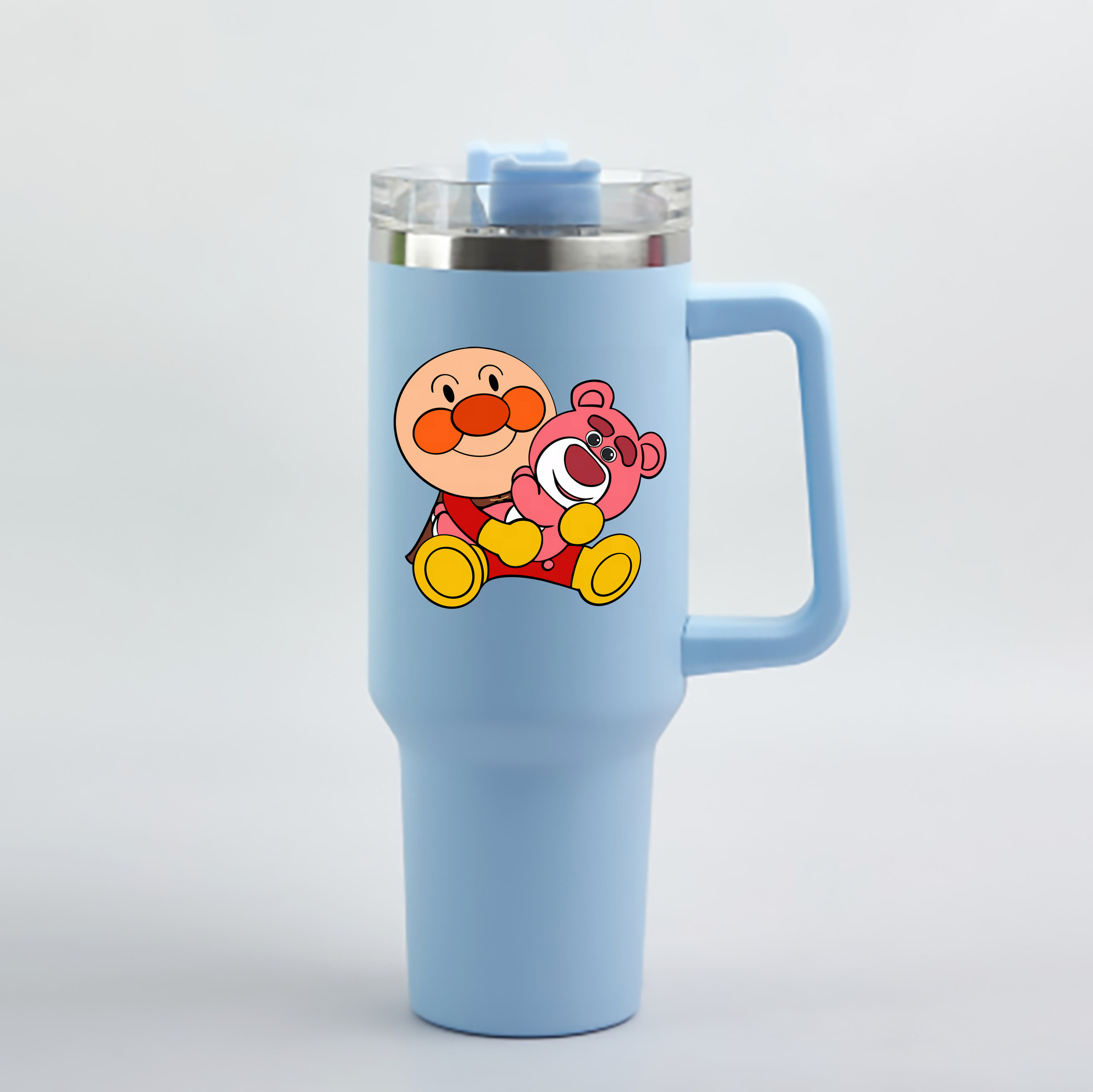 （画像用） アンパンマン Anpanman 1200mL車用タンブラー - クリスタルステッカー（プラスチックストロー付き）