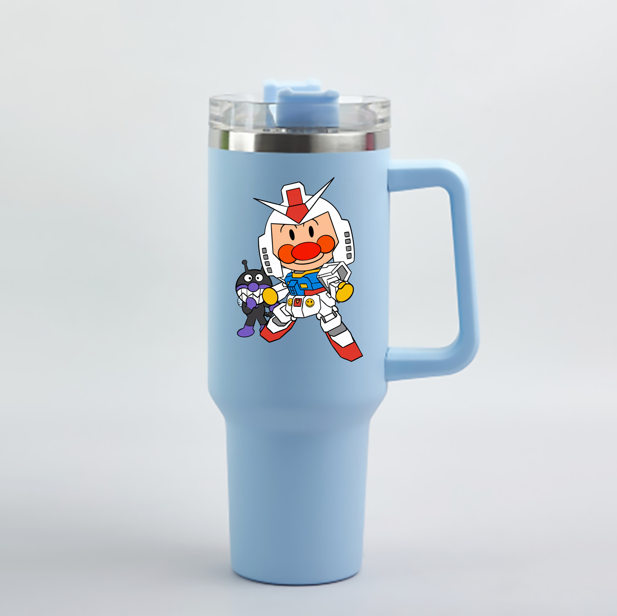 （画像用） アンパンマン Anpanman 1200mL車用タンブラー - クリスタルステッカー（プラスチックストロー付き）