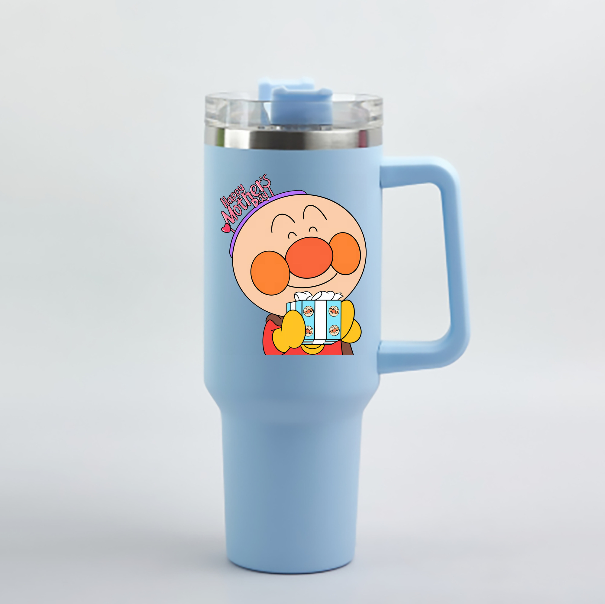（画像用） アンパンマン Anpanman 1200mL車用タンブラー - クリスタルステッカー（プラスチックストロー付き）