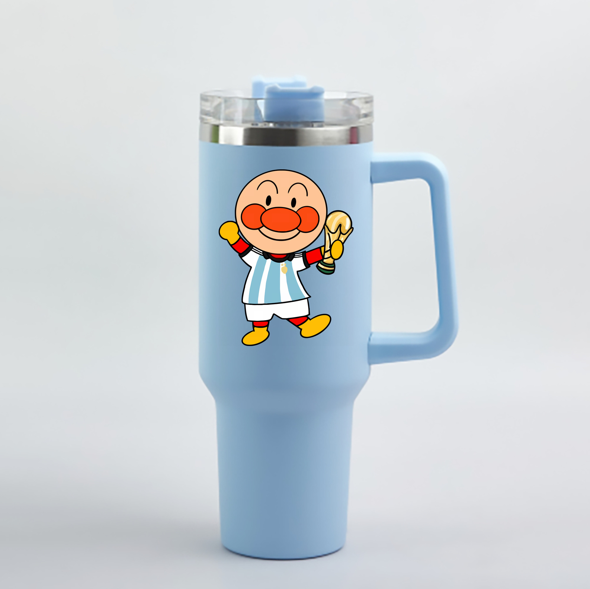 （画像用） アンパンマン Anpanman 1200mL車用タンブラー - クリスタルステッカー（プラスチックストロー付き）