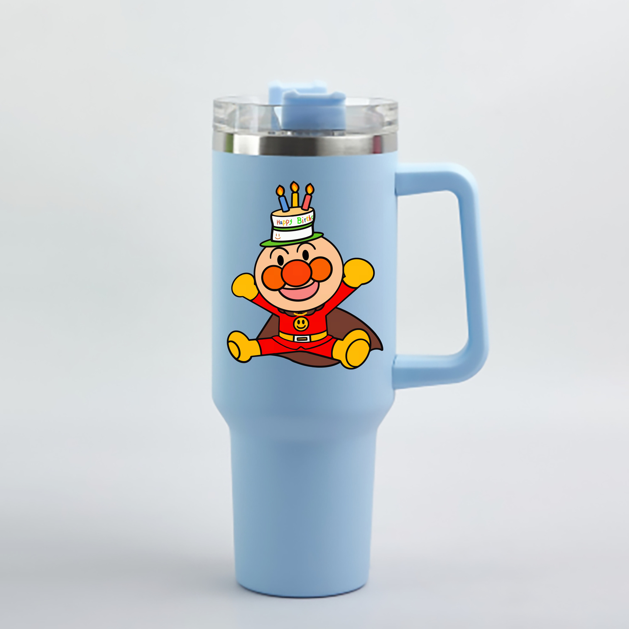 （画像用） アンパンマン Anpanman 1200mL車用タンブラー - クリスタルステッカー（プラスチックストロー付き）