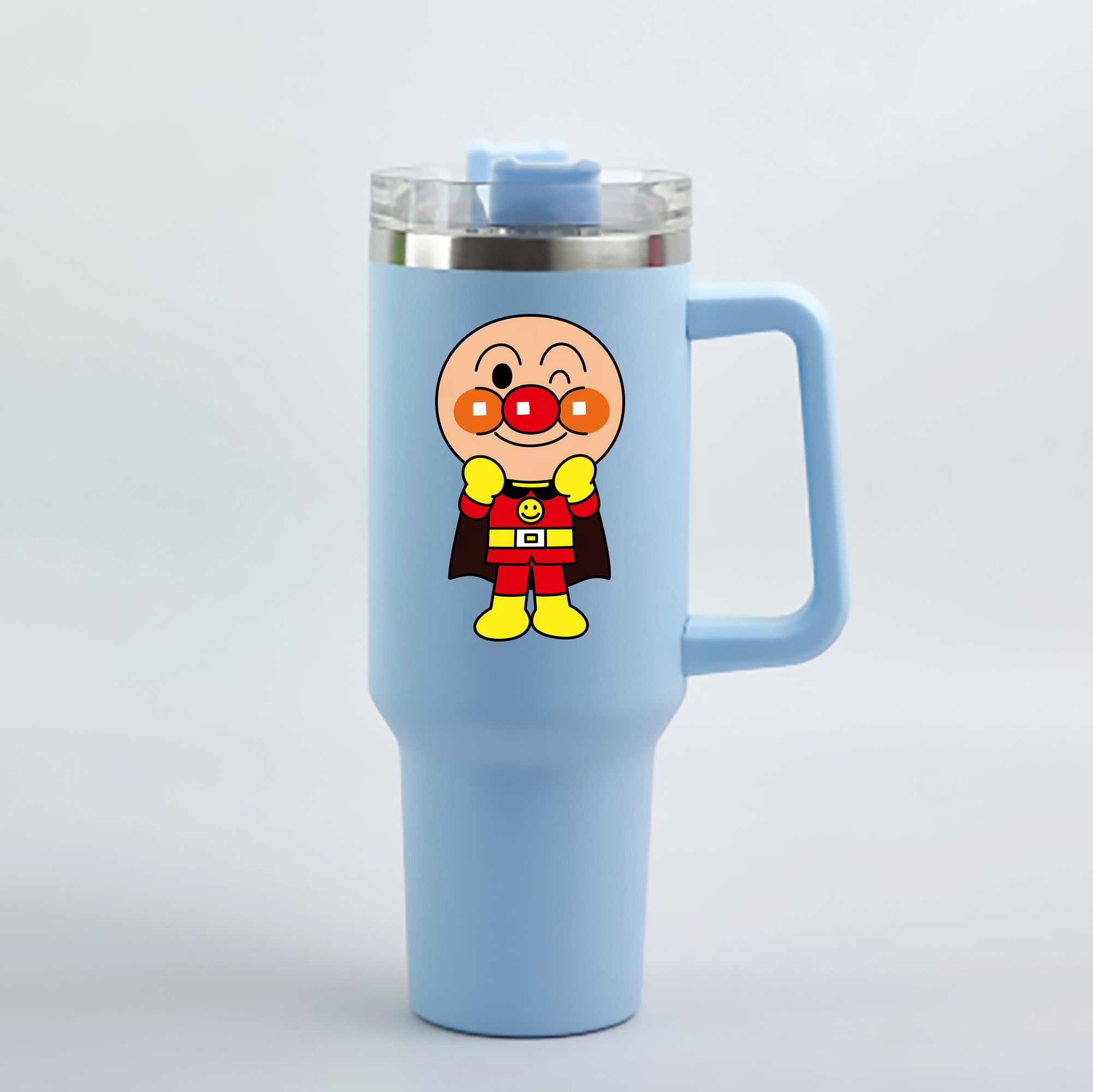 （画像用） アンパンマン Anpanman 1200mL車用タンブラー - クリスタルステッカー（プラスチックストロー付き）
