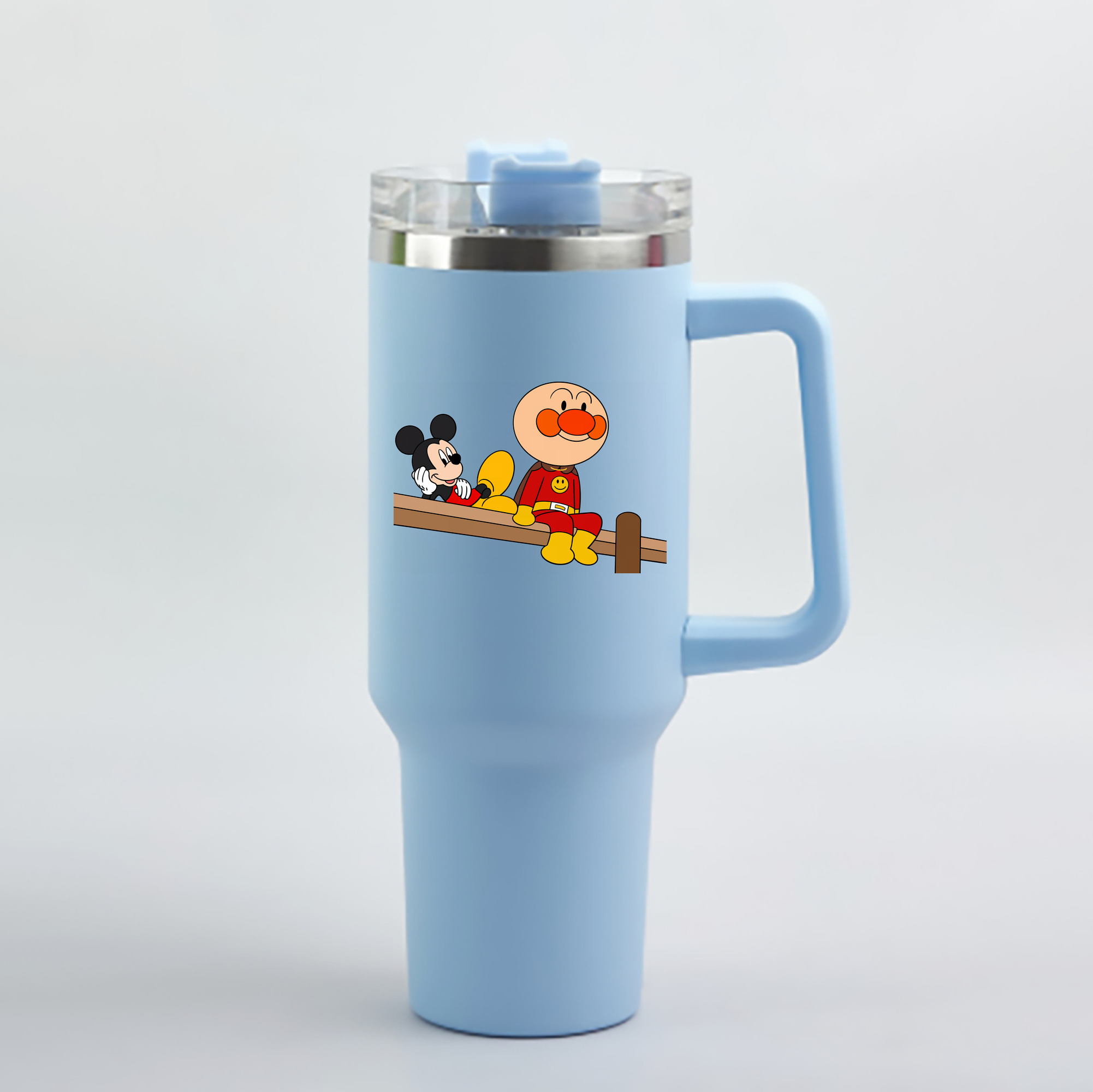 （画像用） アンパンマン Anpanman 1200mL車用タンブラー - クリスタルステッカー（プラスチックストロー付き）