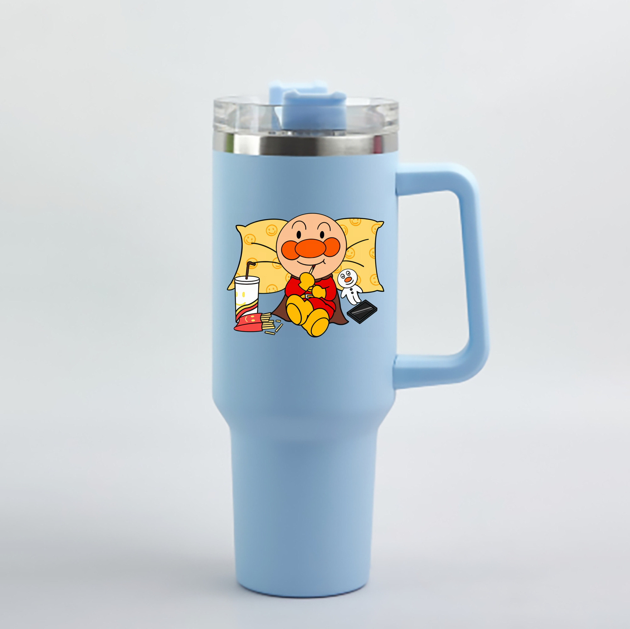 （画像用） アンパンマン Anpanman 1200mL車用タンブラー - クリスタルステッカー（プラスチックストロー付き）