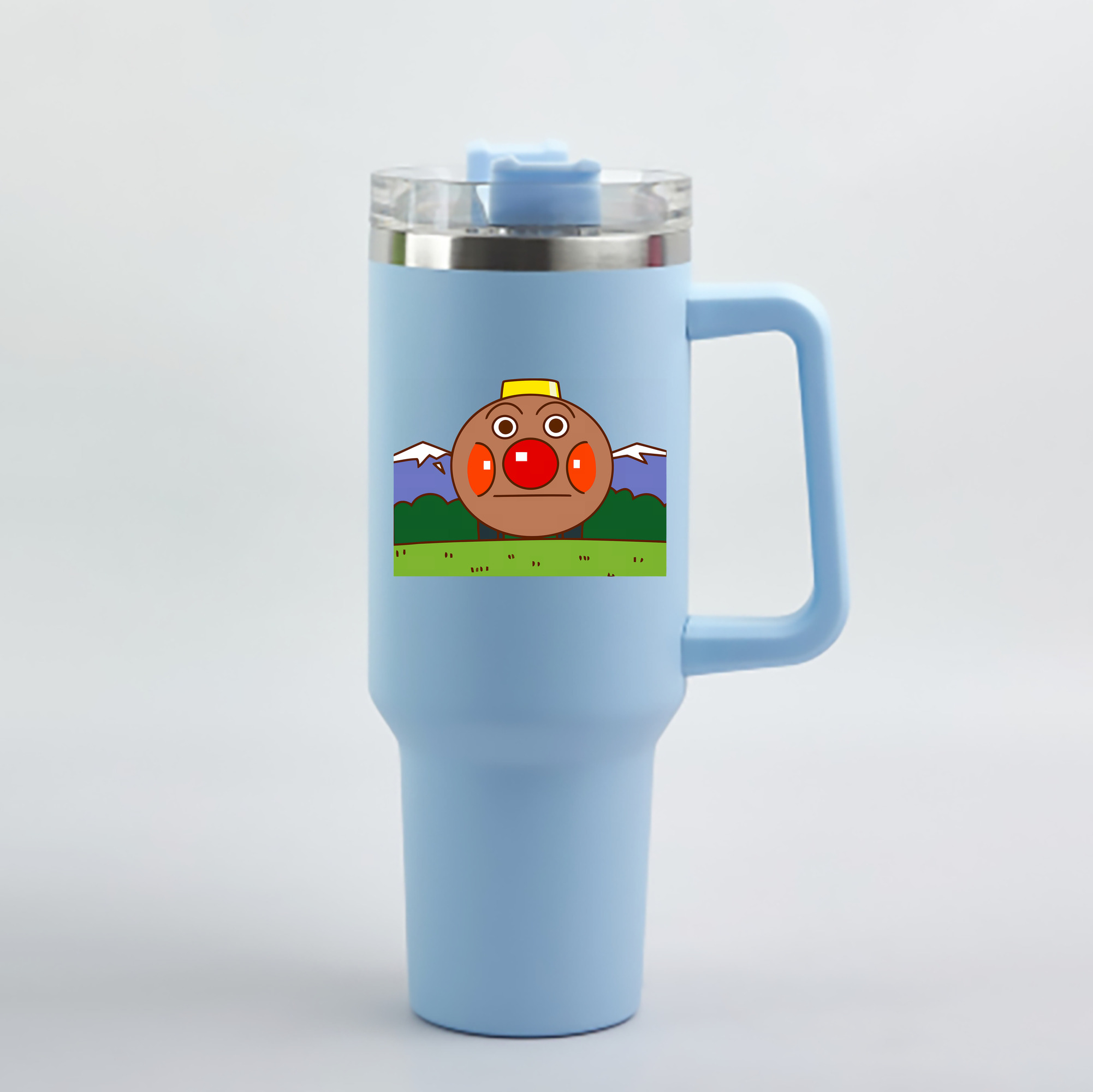 （画像用） アンパンマン Anpanman 1200mL車用タンブラー - クリスタルステッカー（プラスチックストロー付き）