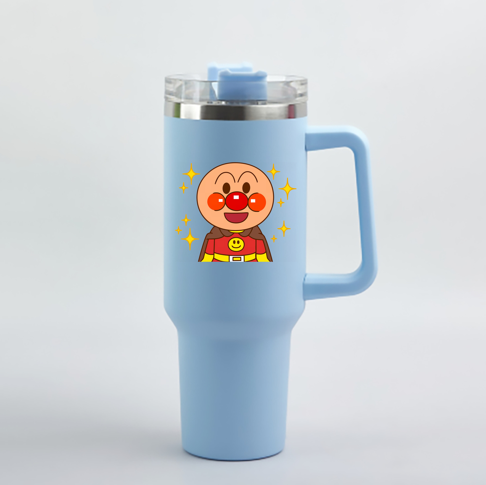 （画像用） アンパンマン Anpanman 1200mL車用タンブラー - クリスタルステッカー（プラスチックストロー付き）