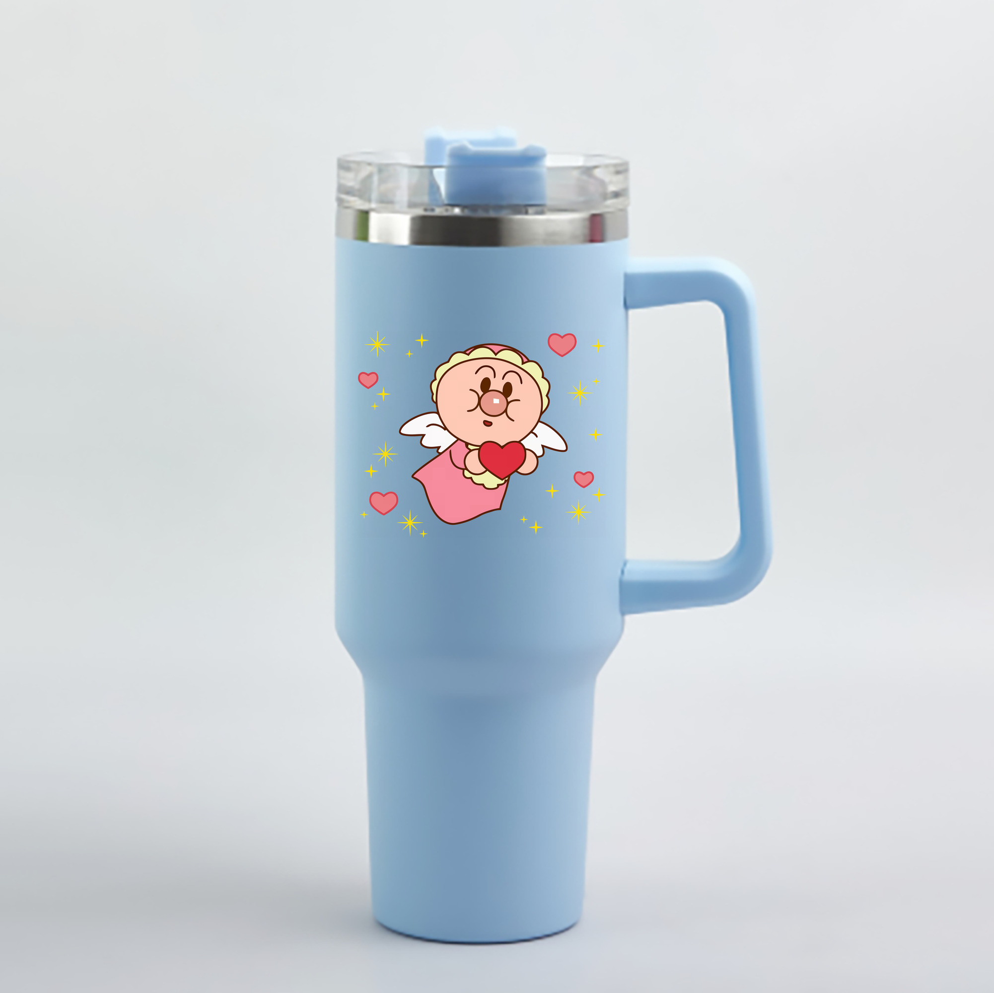 （画像用） アンパンマン Anpanman 1200mL車用タンブラー - クリスタルステッカー（プラスチックストロー付き）