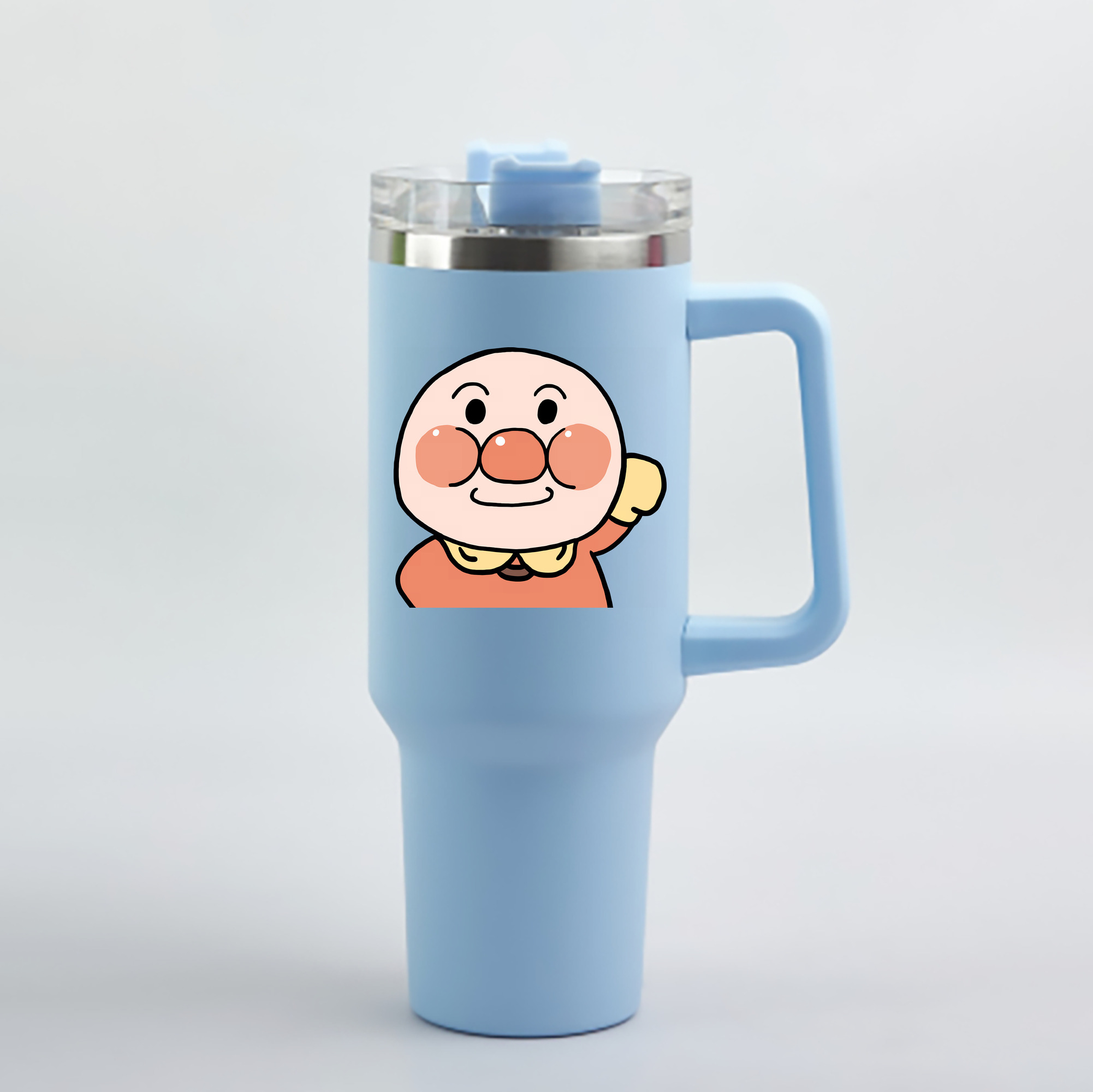 （画像用） アンパンマン Anpanman 1200mL車用タンブラー - クリスタルステッカー（プラスチックストロー付き）