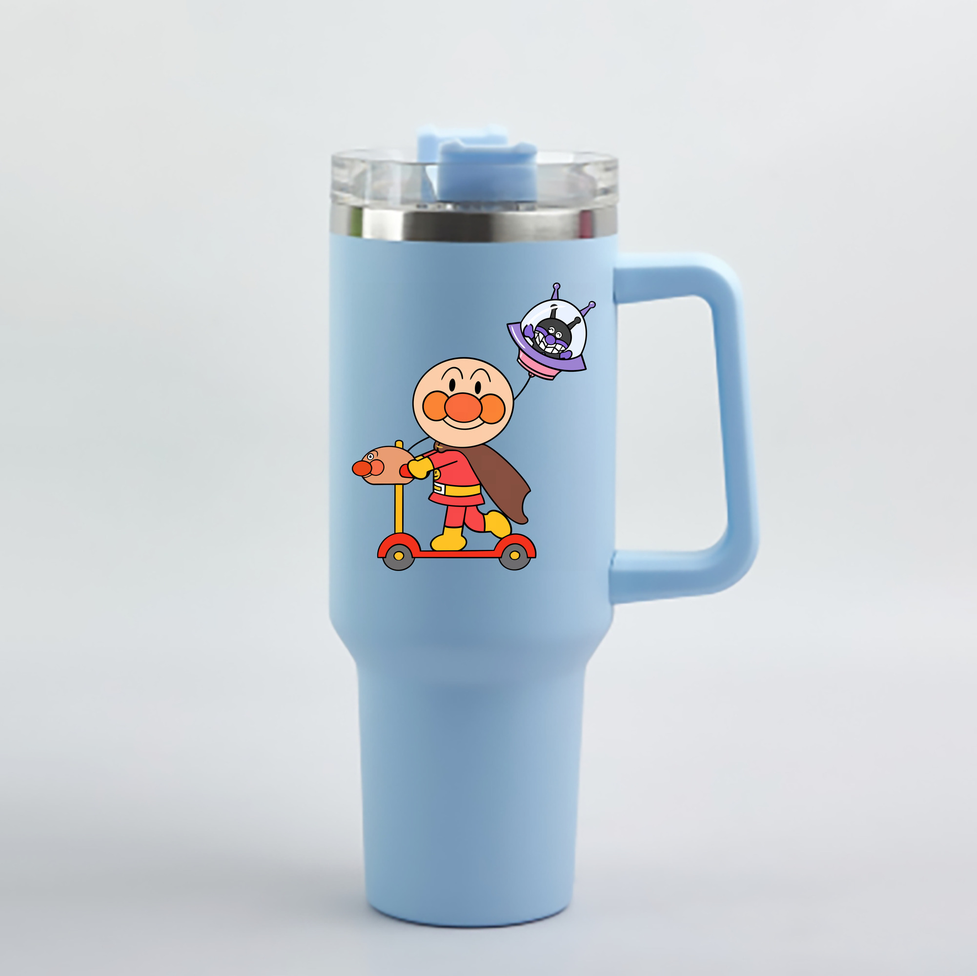 （画像用） アンパンマン Anpanman 1200mL車用タンブラー - クリスタルステッカー（プラスチックストロー付き）