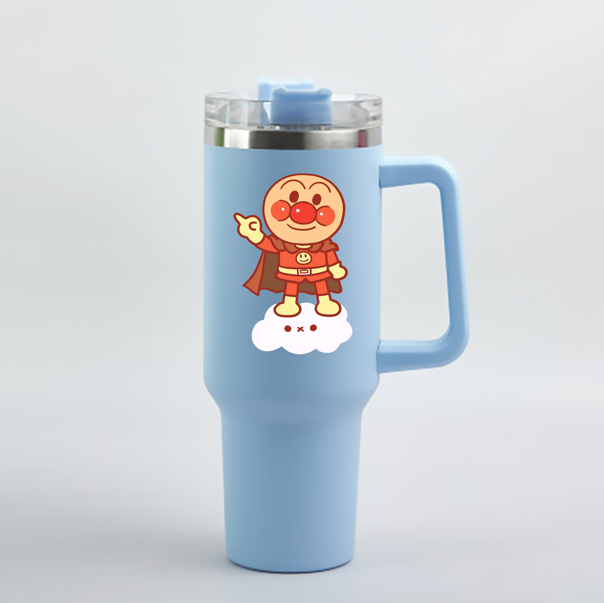 （画像用） アンパンマン Anpanman 1200mL車用タンブラー - クリスタルステッカー（プラスチックストロー付き）