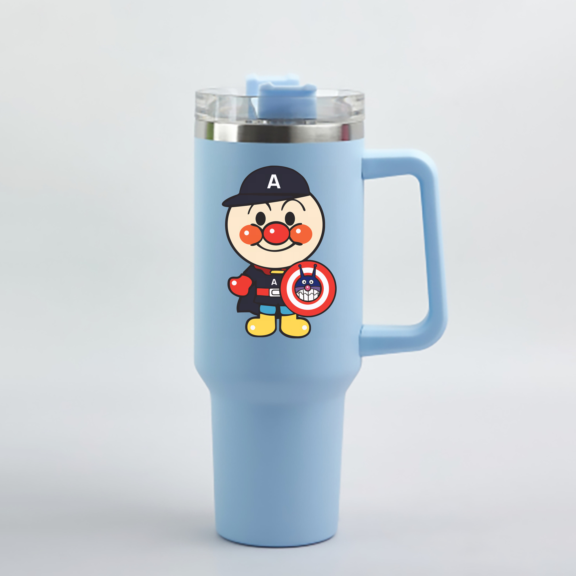 （画像用） アンパンマン Anpanman 1200mL車用タンブラー - クリスタルステッカー（プラスチックストロー付き）