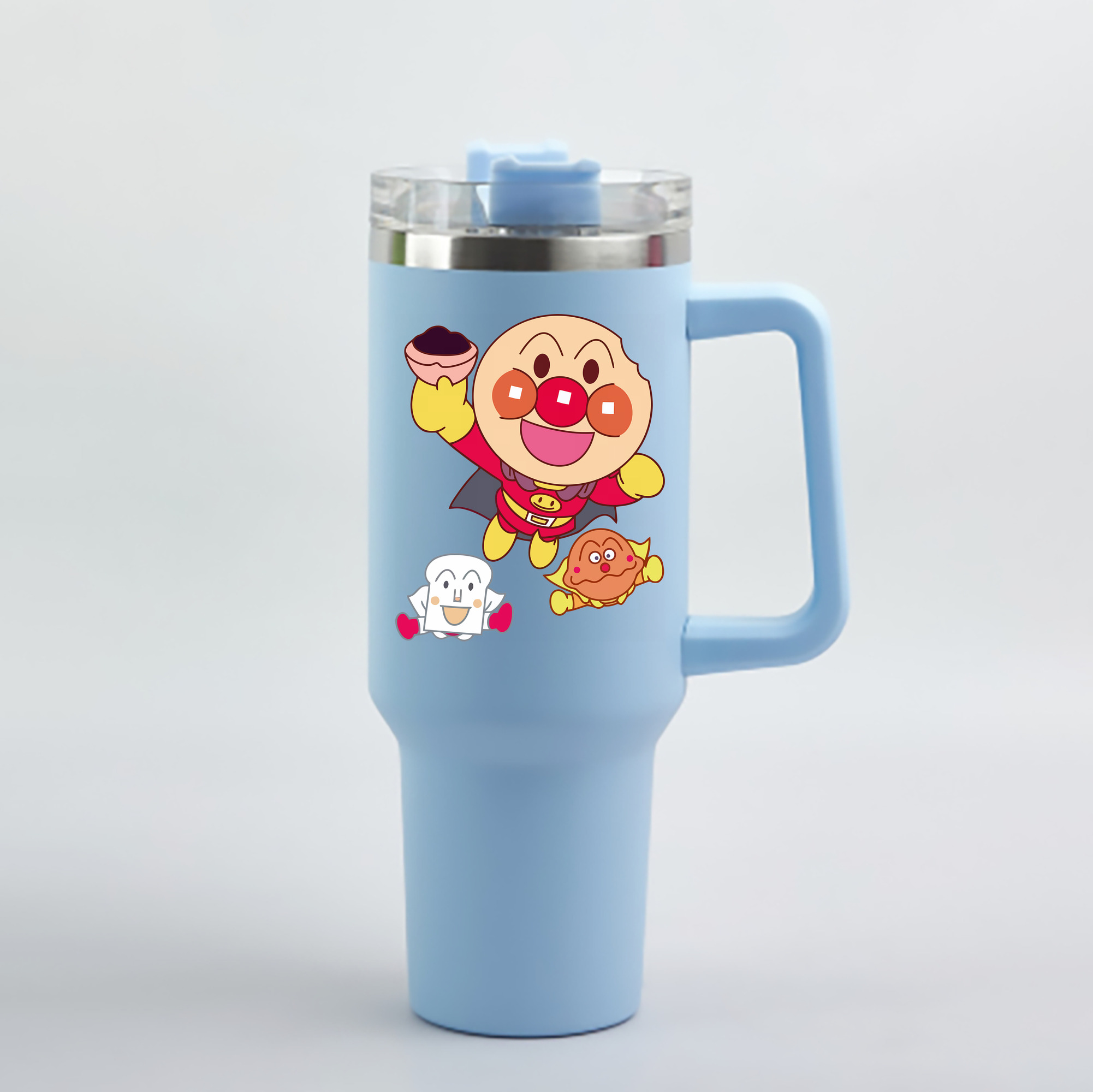（画像用） アンパンマン Anpanman 1200mL車用タンブラー - クリスタルステッカー（プラスチックストロー付き）