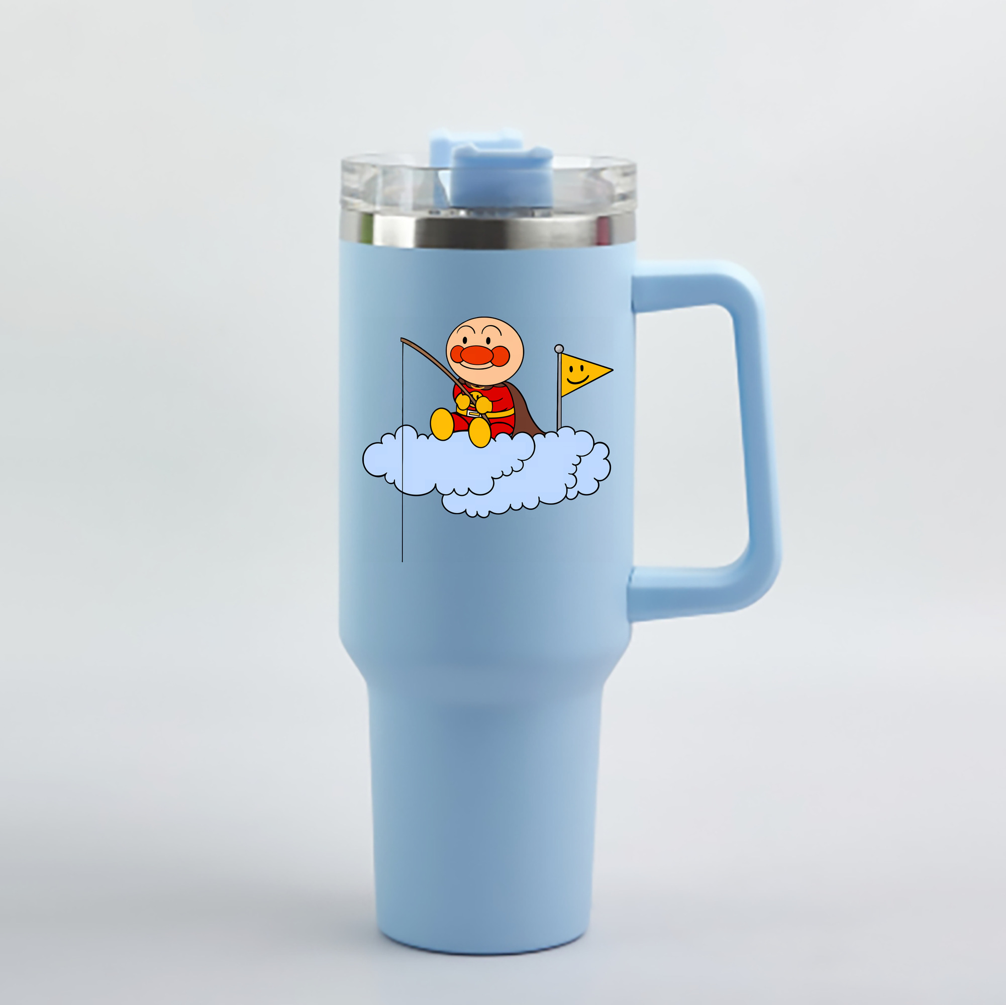 （画像用） アンパンマン Anpanman 1200mL車用タンブラー - クリスタルステッカー（プラスチックストロー付き）