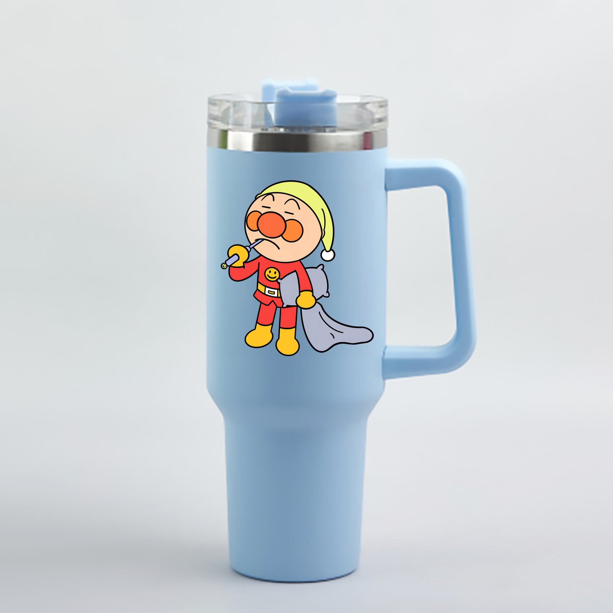 （画像用） アンパンマン Anpanman 1200mL車用タンブラー - クリスタルステッカー（プラスチックストロー付き）