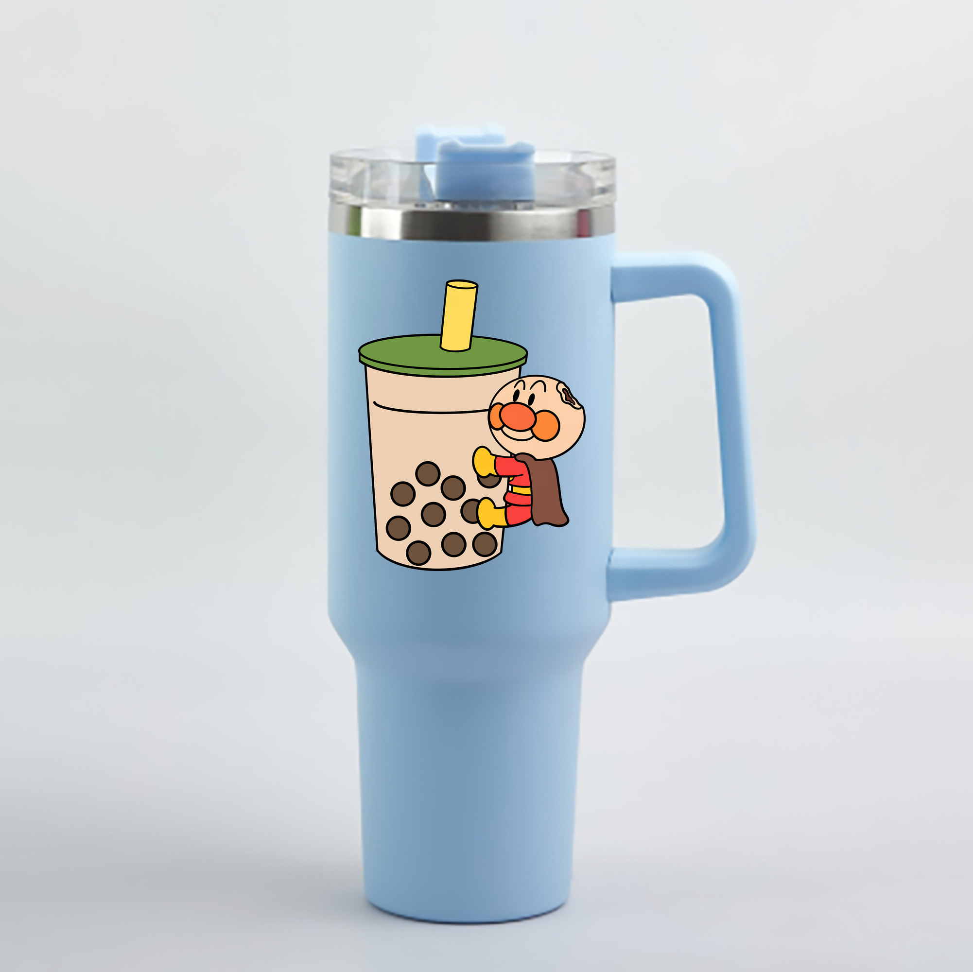 （画像用） アンパンマン Anpanman 1200mL車用タンブラー - クリスタルステッカー（プラスチックストロー付き）