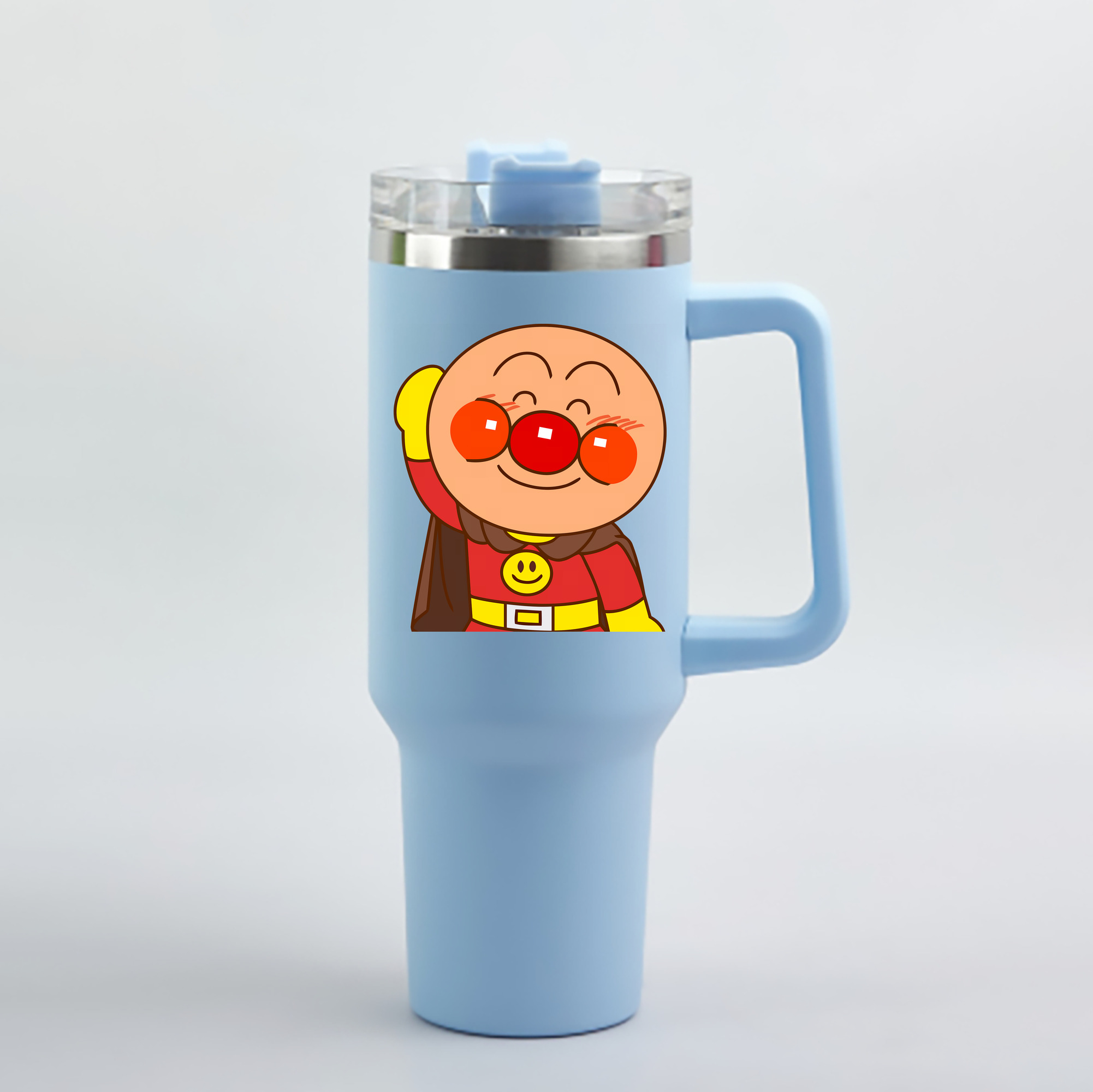 （画像用） アンパンマン Anpanman 1200mL車用タンブラー - クリスタルステッカー（プラスチックストロー付き）