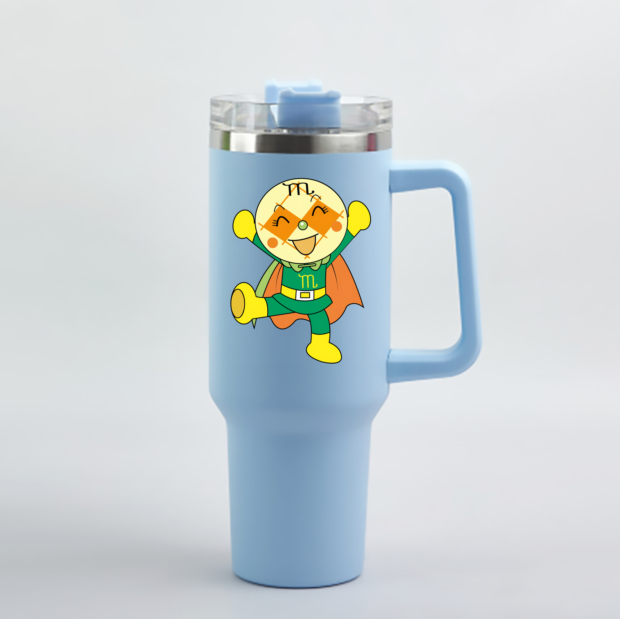 （画像用） アンパンマン Anpanman 1200mL車用タンブラー - クリスタルステッカー（プラスチックストロー付き）