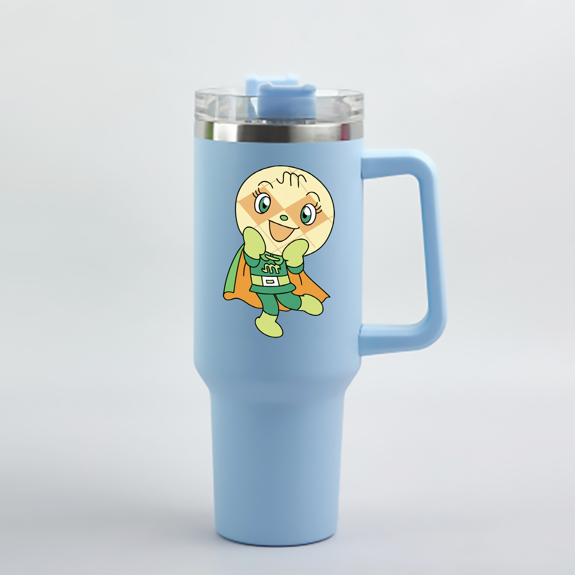 （画像用） アンパンマン Anpanman 1200mL車用タンブラー - クリスタルステッカー（プラスチックストロー付き）