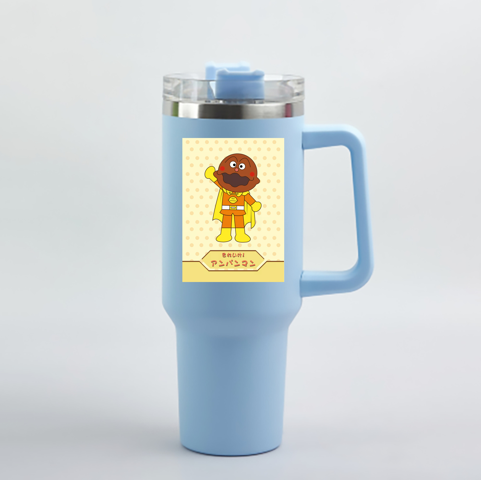 （画像用） アンパンマン Anpanman 1200mL車用タンブラー - クリスタルステッカー（プラスチックストロー付き）