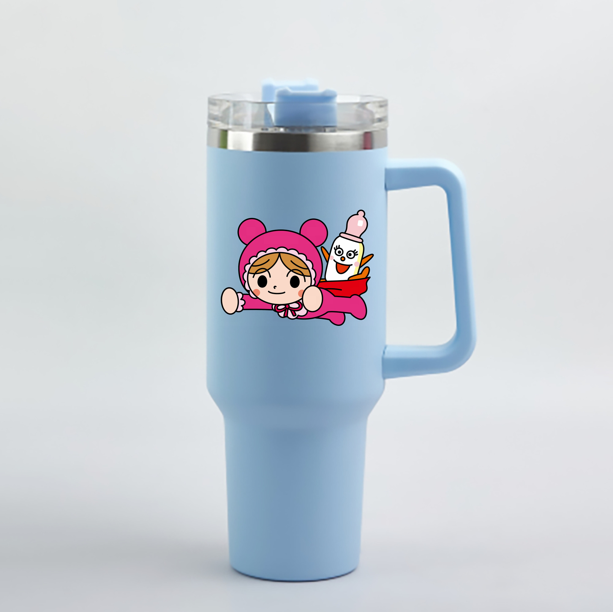 （画像用） アンパンマン Anpanman 1200mL車用タンブラー - クリスタルステッカー（プラスチックストロー付き）
