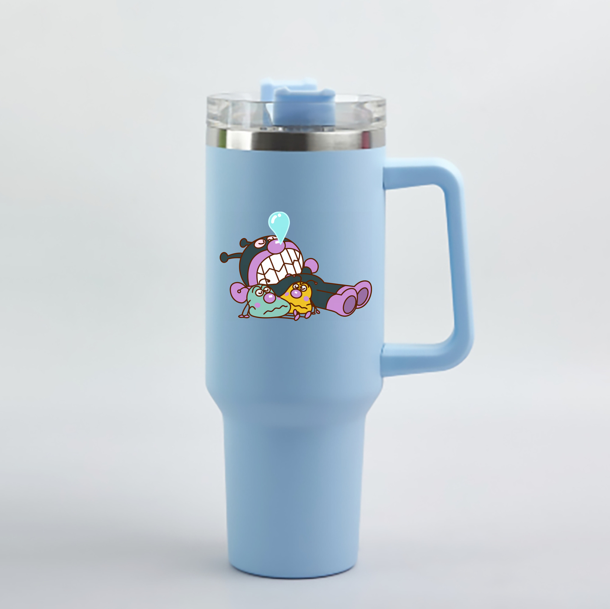 （画像用） アンパンマン Anpanman 1200mL車用タンブラー - クリスタルステッカー（プラスチックストロー付き）