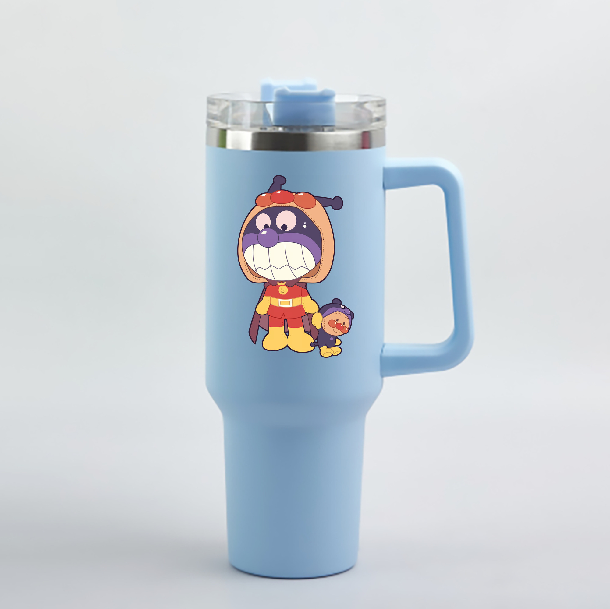 （画像用） アンパンマン Anpanman 1200mL車用タンブラー - クリスタルステッカー（プラスチックストロー付き）