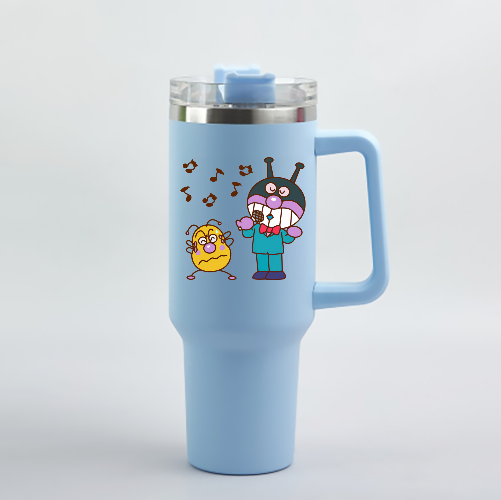 （画像用） アンパンマン Anpanman 1200mL車用タンブラー - クリスタルステッカー（プラスチックストロー付き）