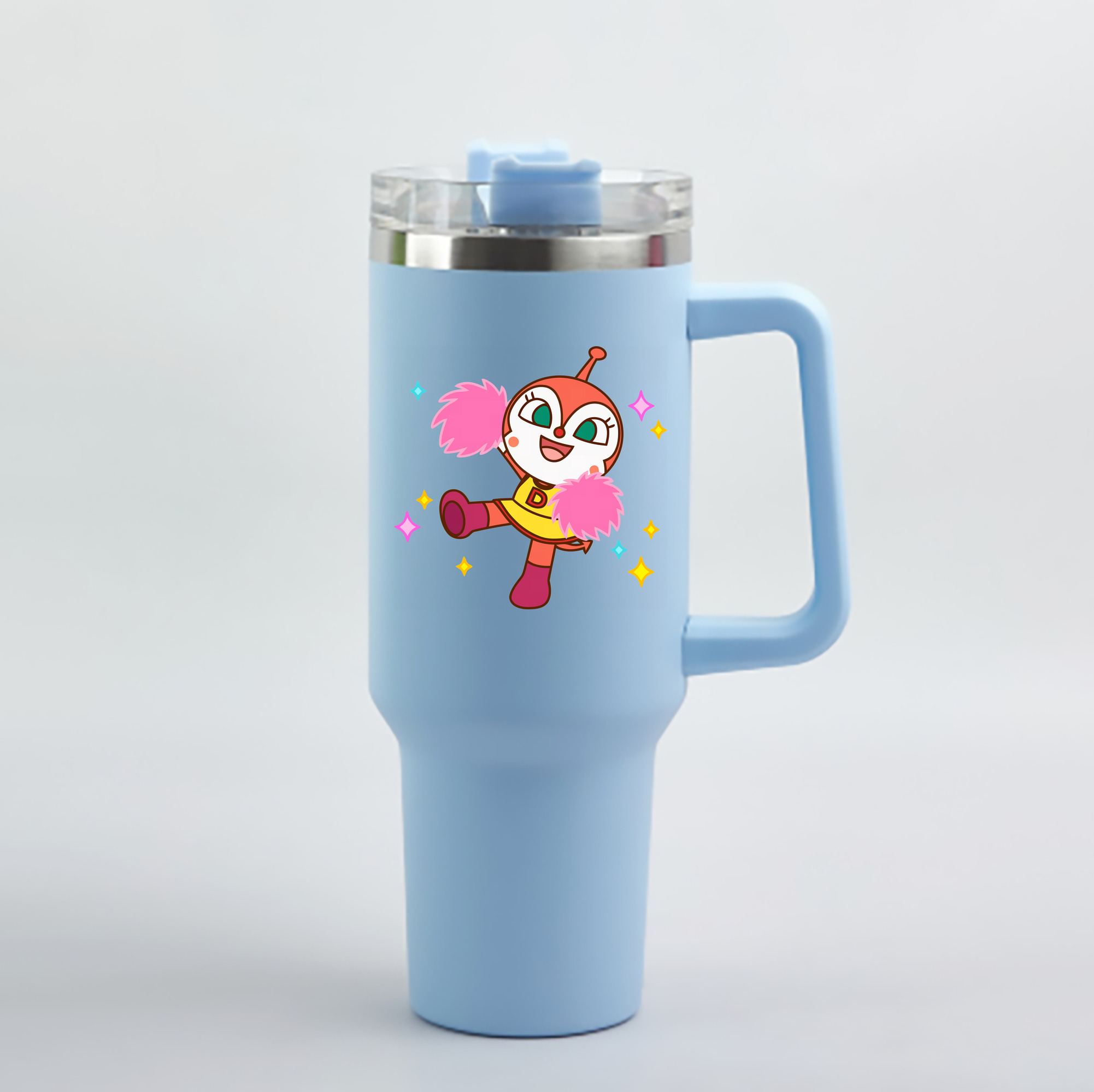 （画像用） アンパンマン Anpanman 1200mL車用タンブラー - クリスタルステッカー（プラスチックストロー付き）