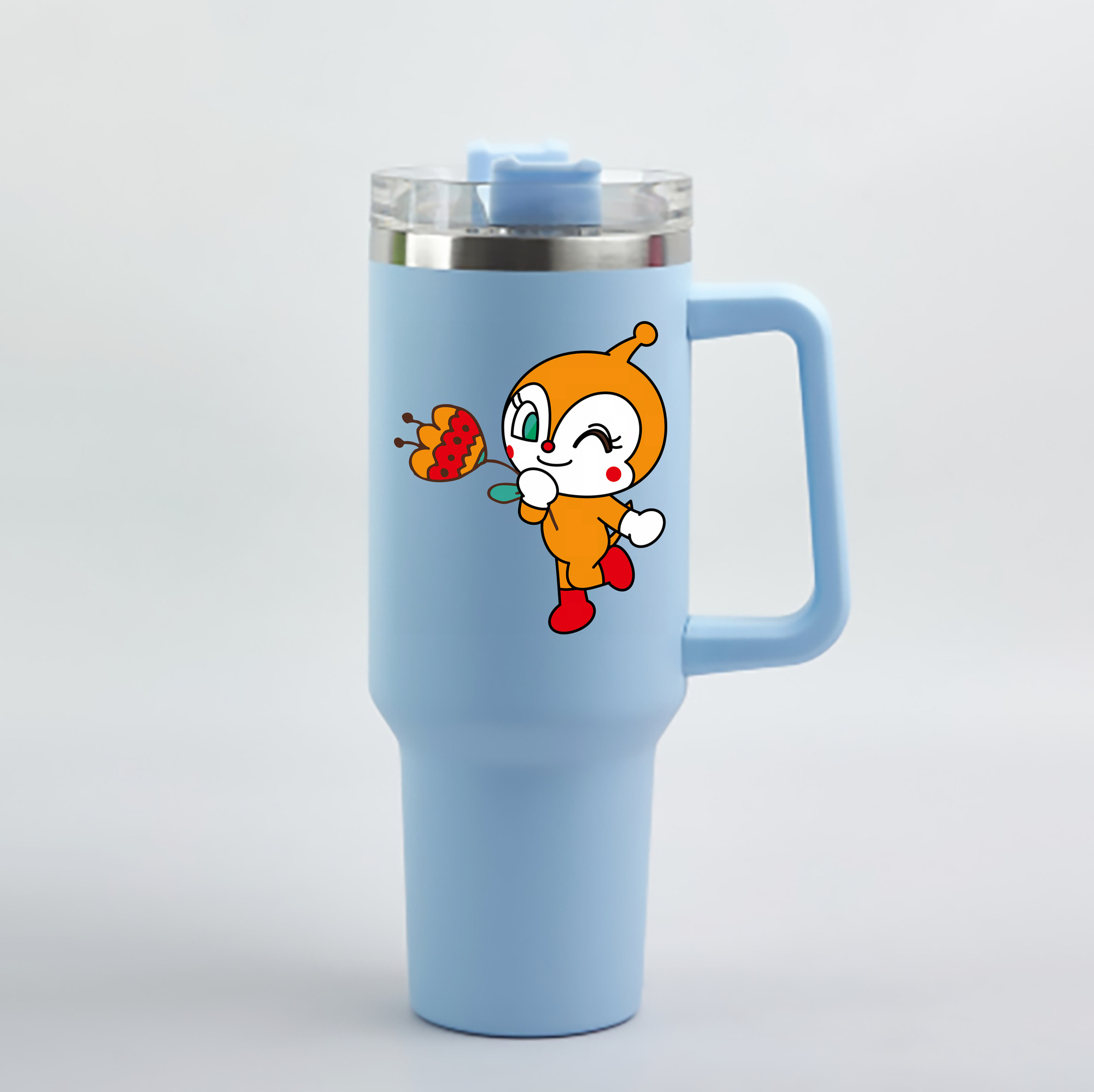（画像用） アンパンマン Anpanman 1200mL車用タンブラー - クリスタルステッカー（プラスチックストロー付き）