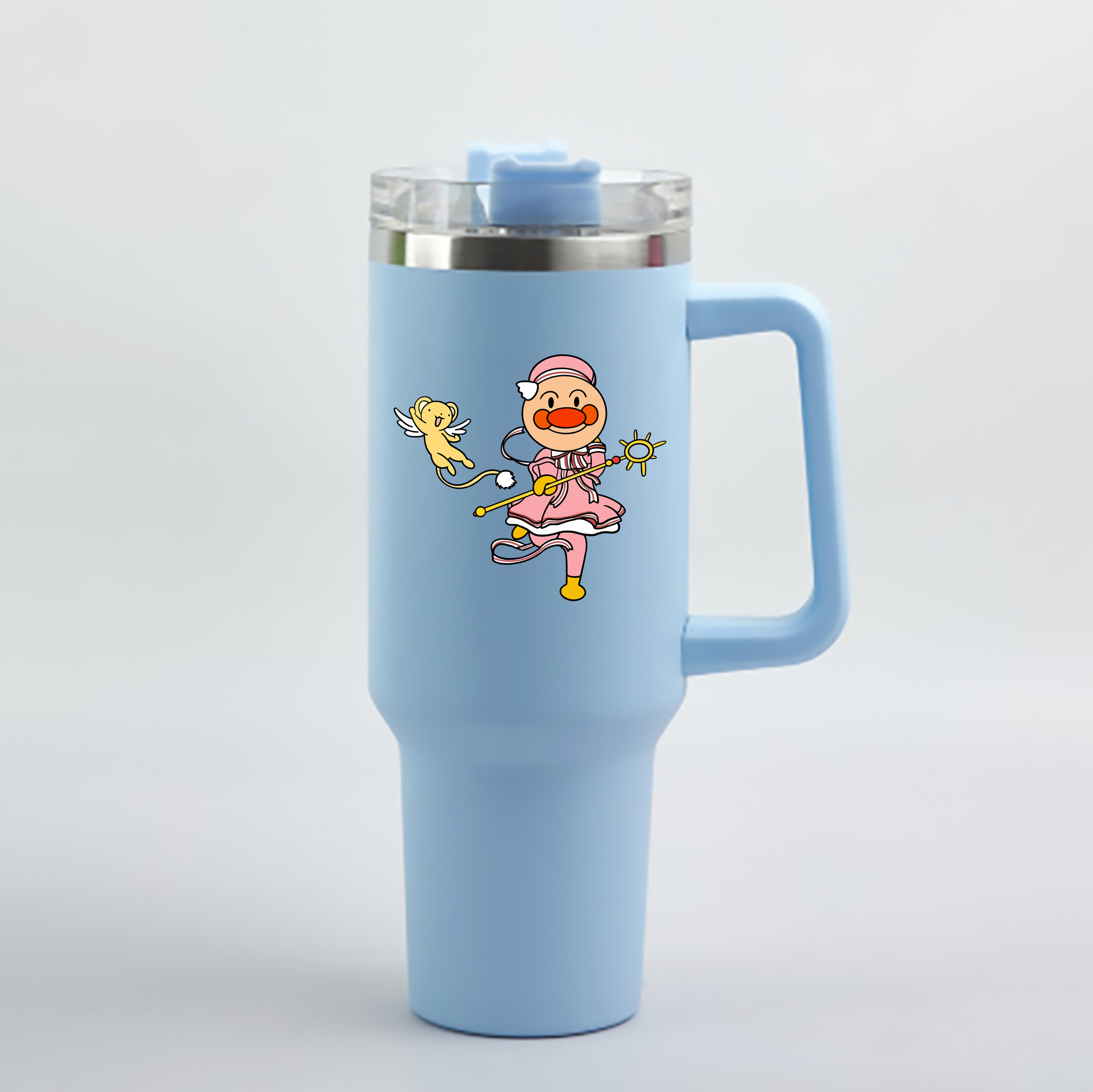 （画像用） アンパンマン Anpanman 1200mL車用タンブラー - クリスタルステッカー（プラスチックストロー付き）
