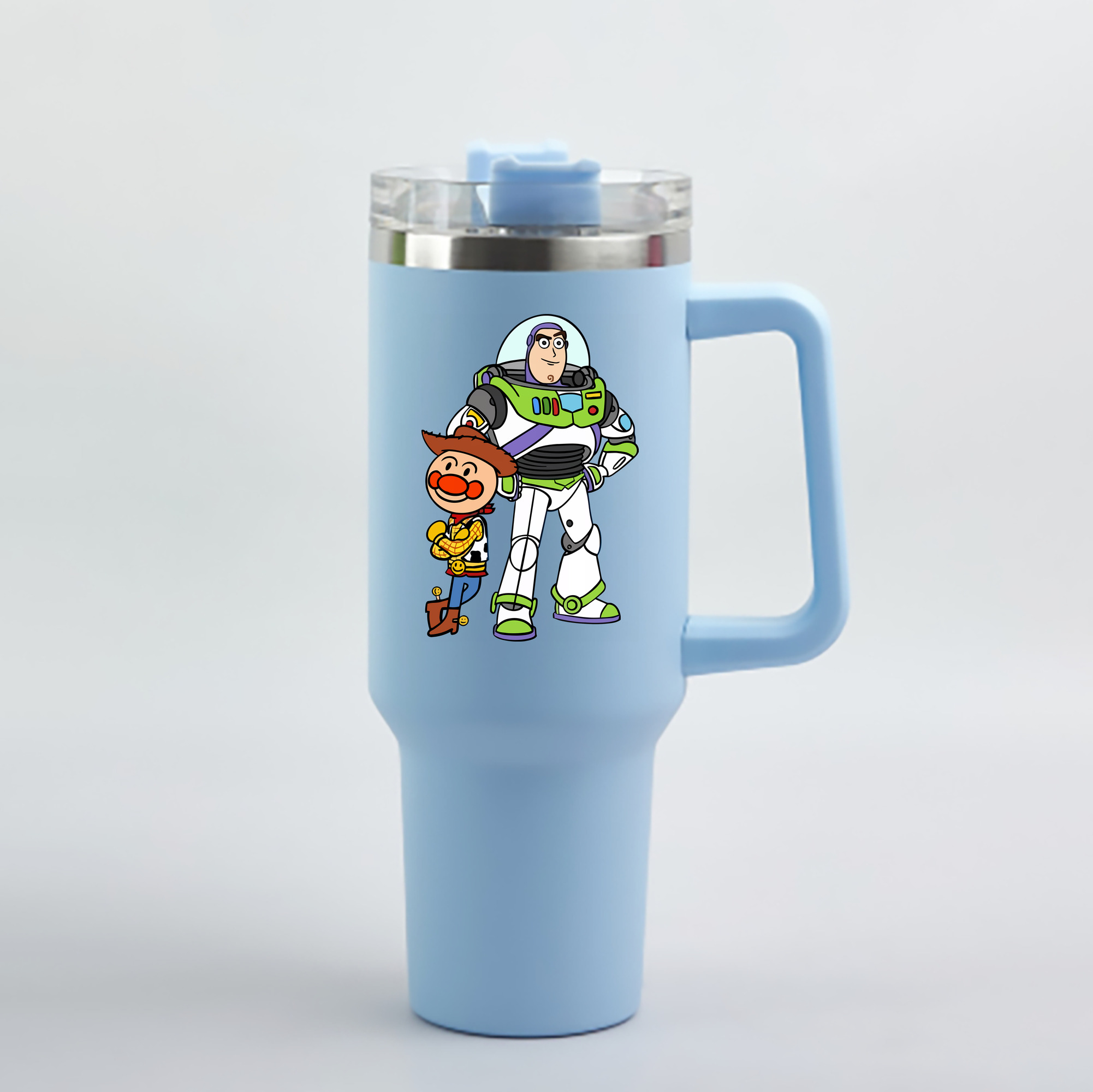 （画像用） アンパンマン Anpanman 1200mL車用タンブラー - クリスタルステッカー（プラスチックストロー付き）