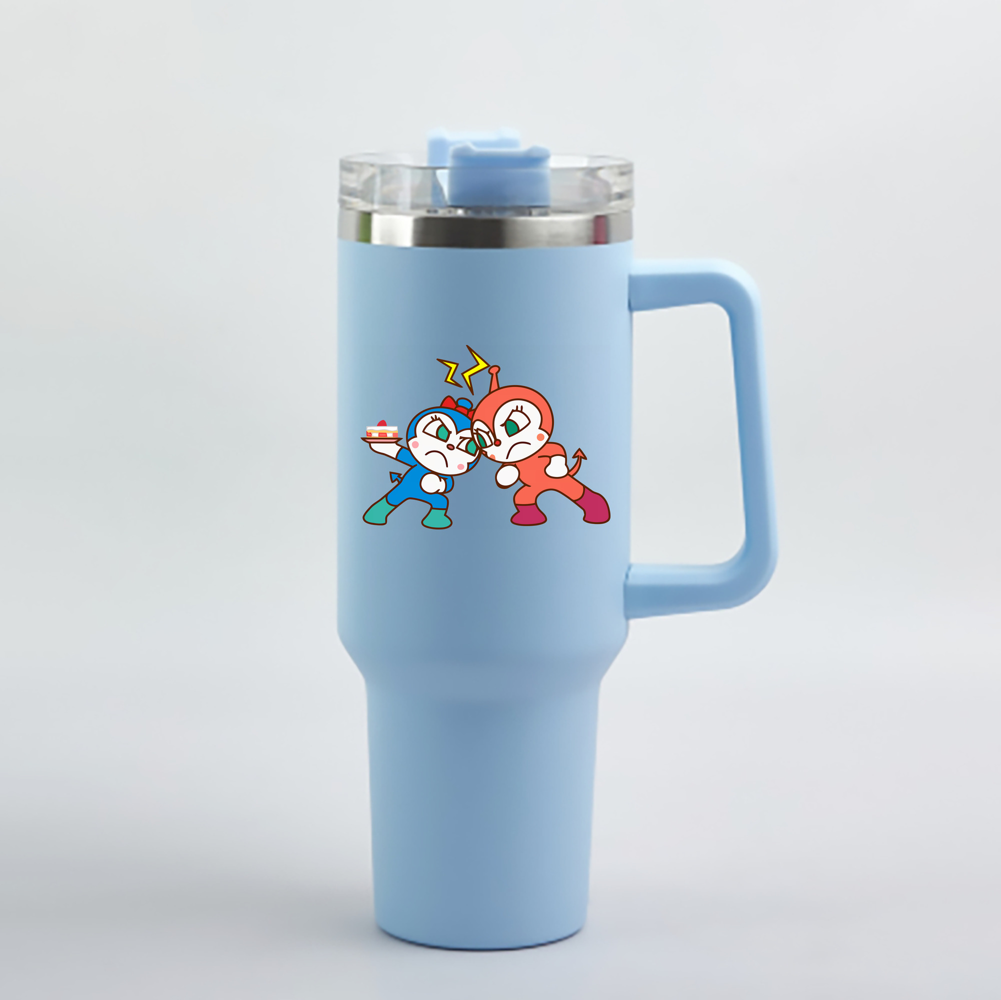 （画像用） アンパンマン Anpanman 1200mL車用タンブラー - クリスタルステッカー（プラスチックストロー付き）