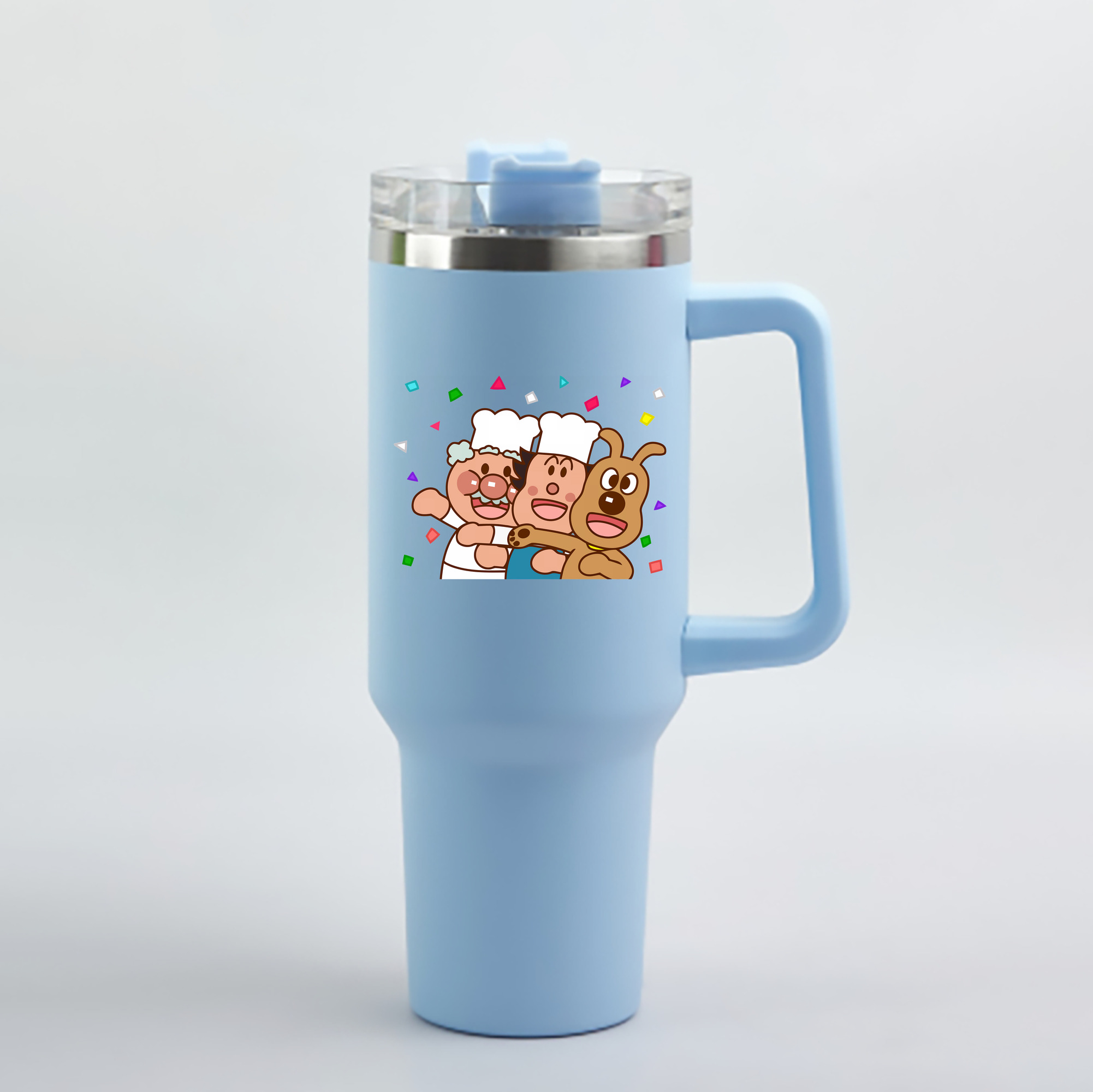 （画像用） アンパンマン Anpanman 1200mL車用タンブラー - クリスタルステッカー（プラスチックストロー付き）