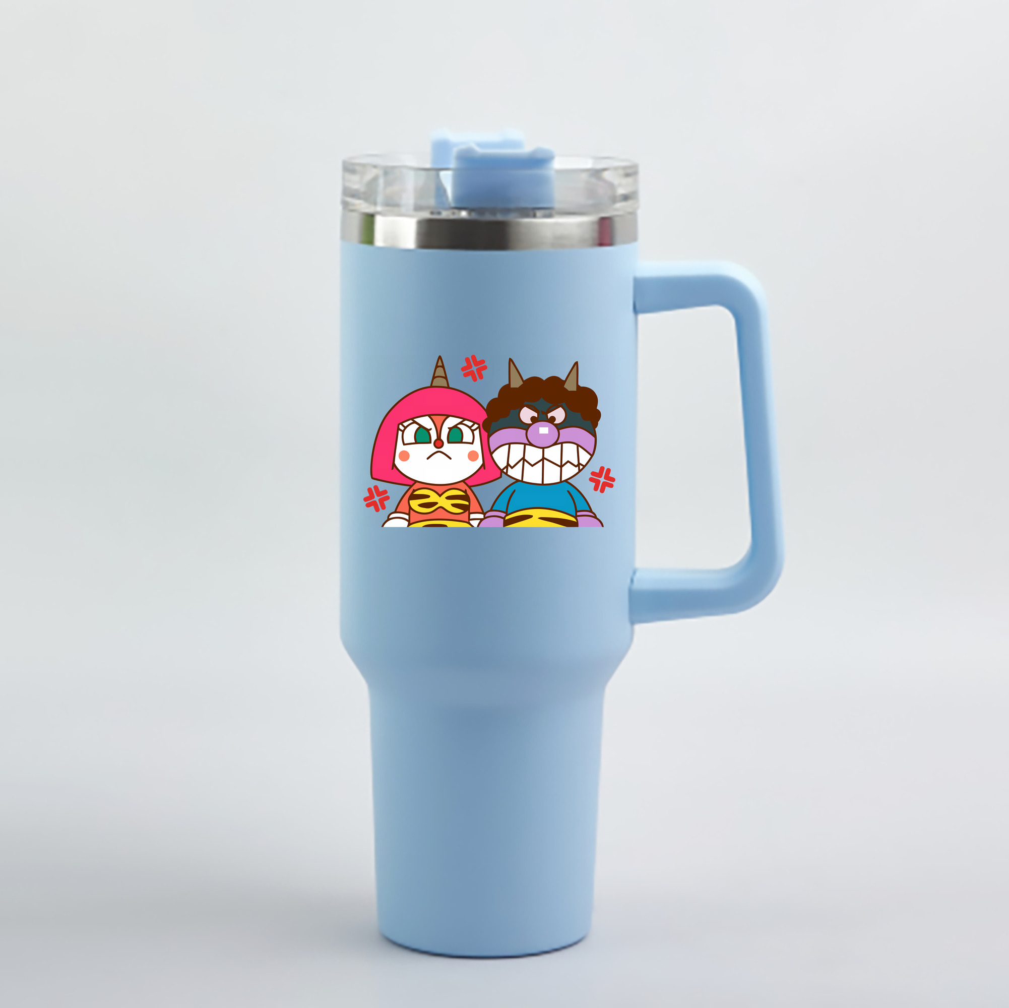 （画像用） アンパンマン Anpanman 1200mL車用タンブラー - クリスタルステッカー（プラスチックストロー付き）