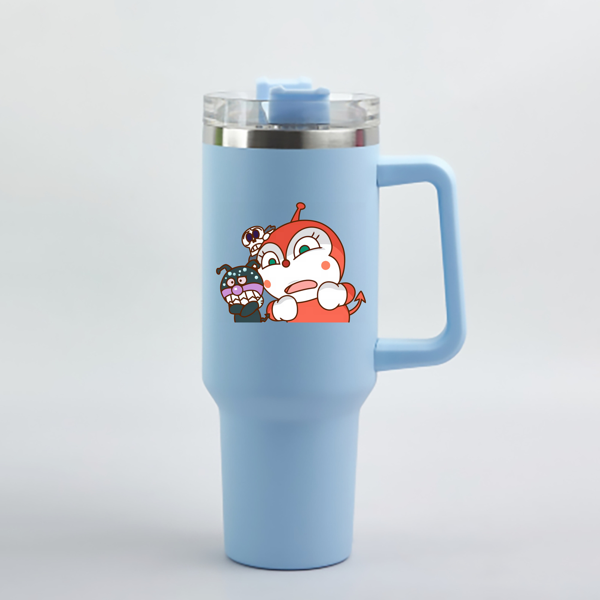 （画像用） アンパンマン Anpanman 1200mL車用タンブラー - クリスタルステッカー（プラスチックストロー付き）