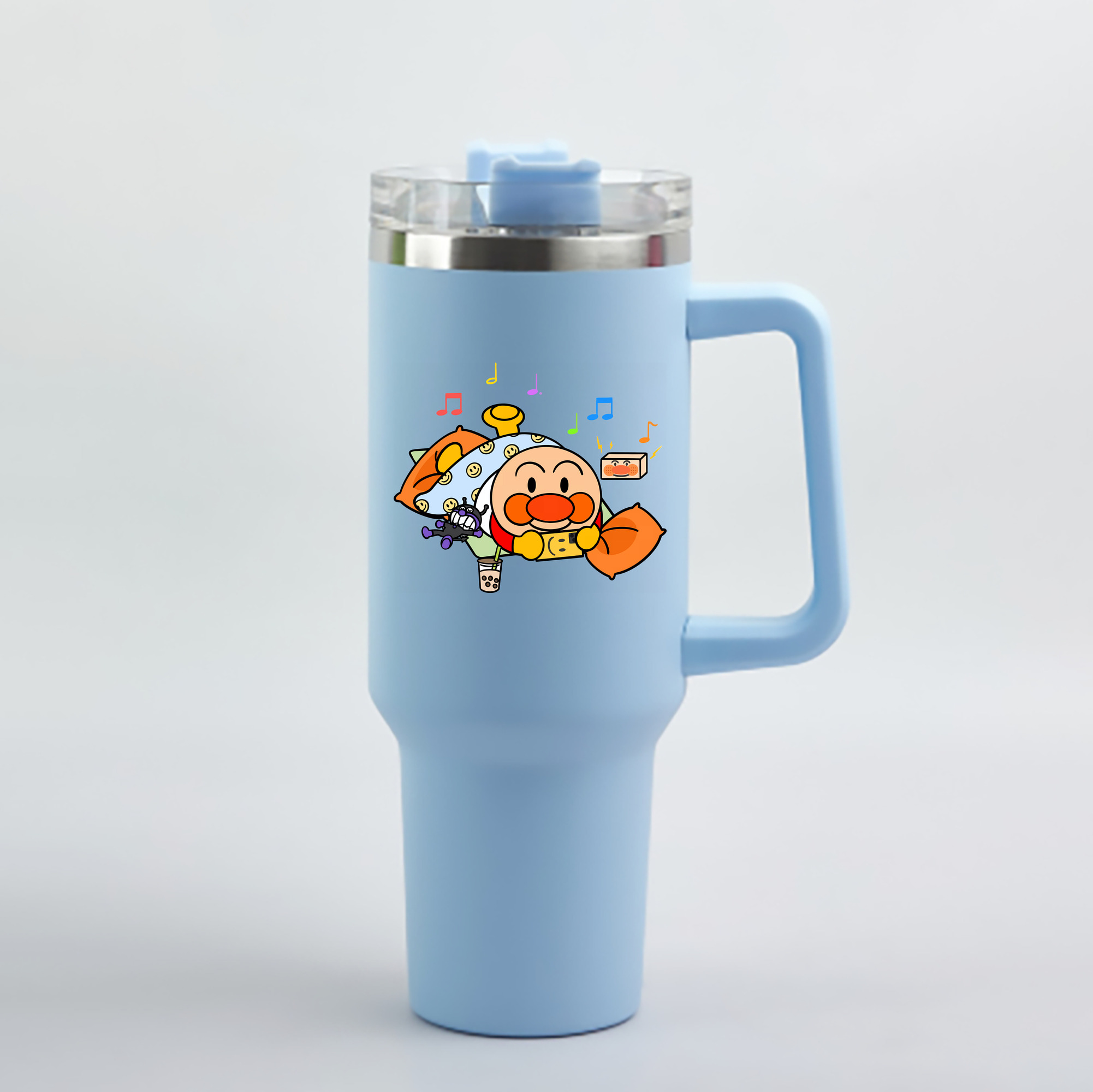 （画像用） アンパンマン Anpanman 1200mL車用タンブラー - クリスタルステッカー（プラスチックストロー付き）