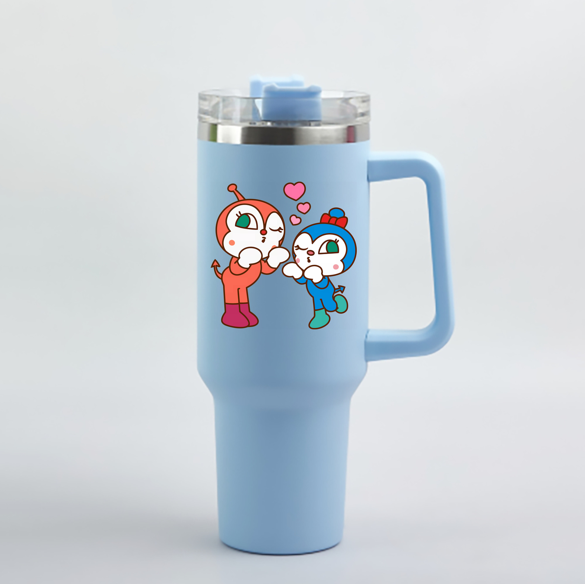 （画像用） アンパンマン Anpanman 1200mL車用タンブラー - クリスタルステッカー（プラスチックストロー付き）