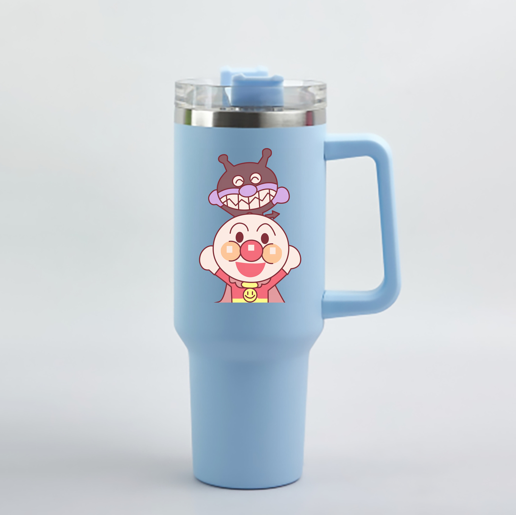（画像用） アンパンマン Anpanman 1200mL車用タンブラー - クリスタルステッカー（プラスチックストロー付き）