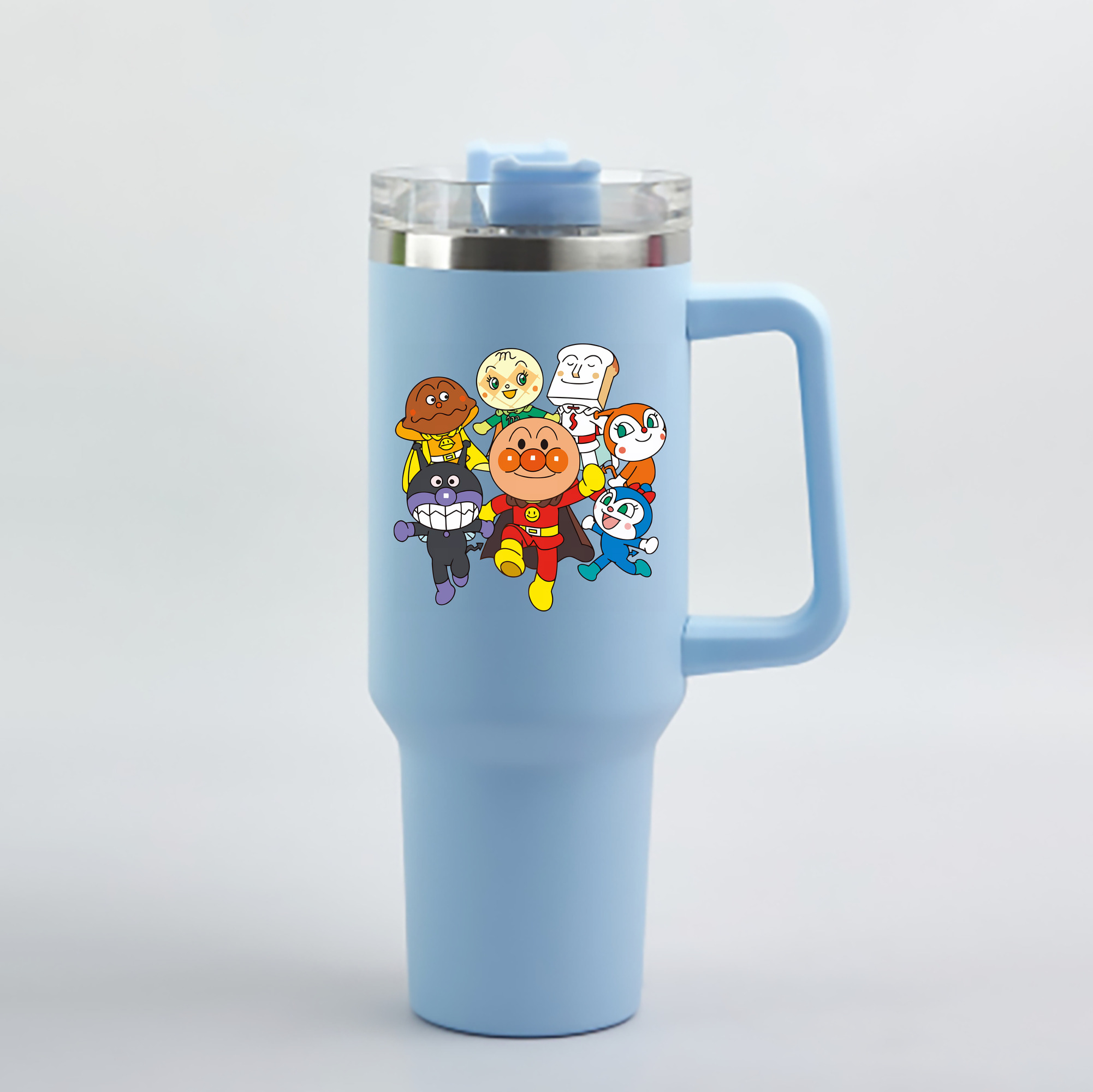 （画像用） アンパンマン Anpanman 1200mL車用タンブラー - クリスタルステッカー（プラスチックストロー付き）