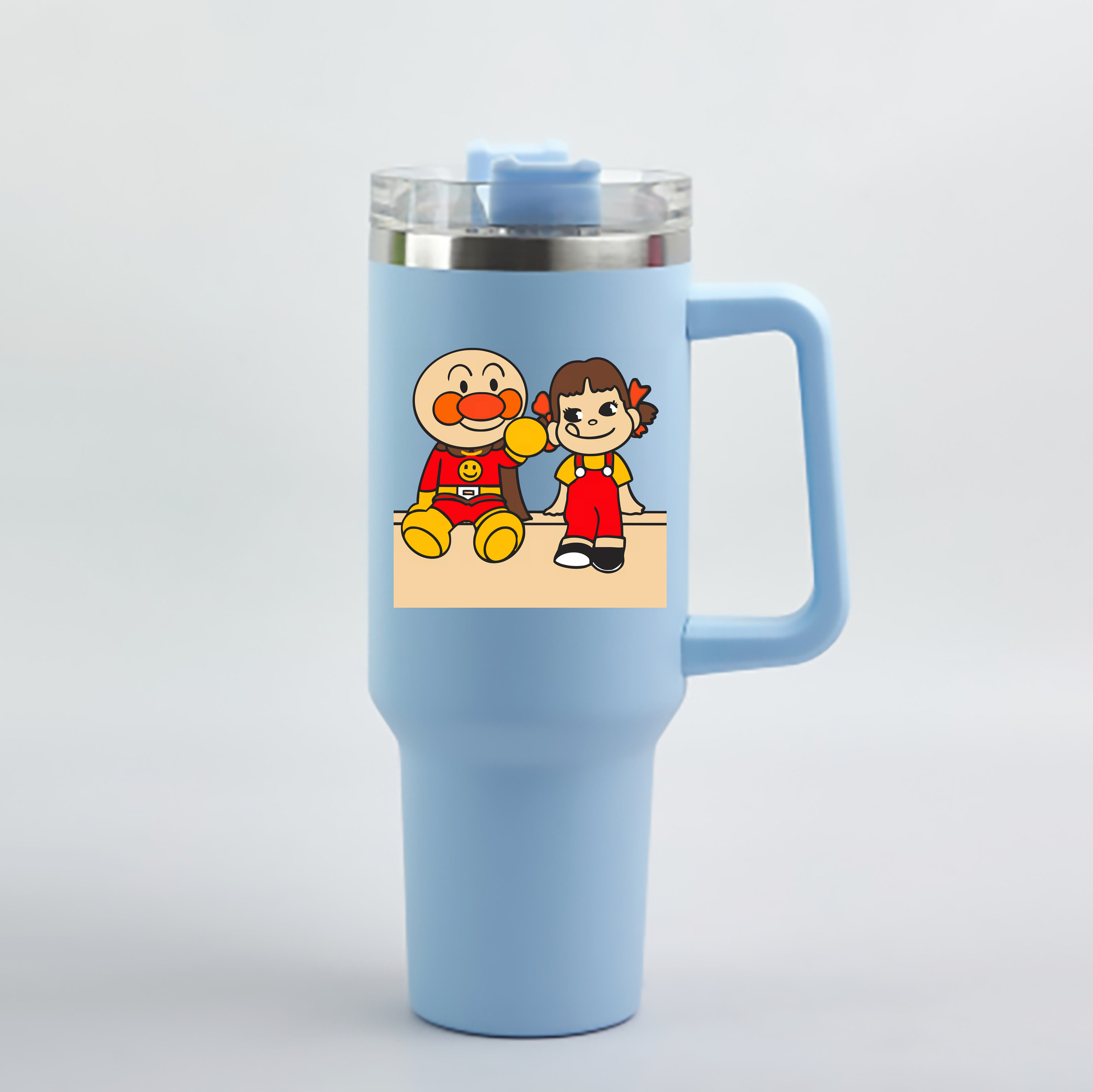 （画像用） アンパンマン Anpanman 1200mL車用タンブラー - クリスタルステッカー（プラスチックストロー付き）