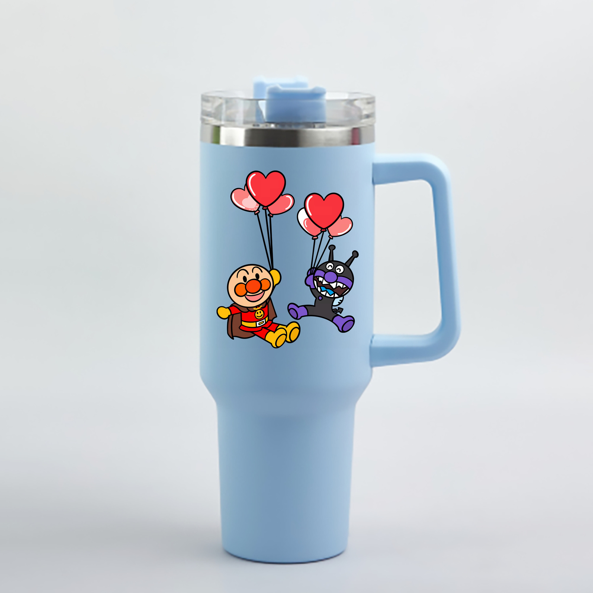 （画像用） アンパンマン Anpanman 1200mL車用タンブラー - クリスタルステッカー（プラスチックストロー付き）