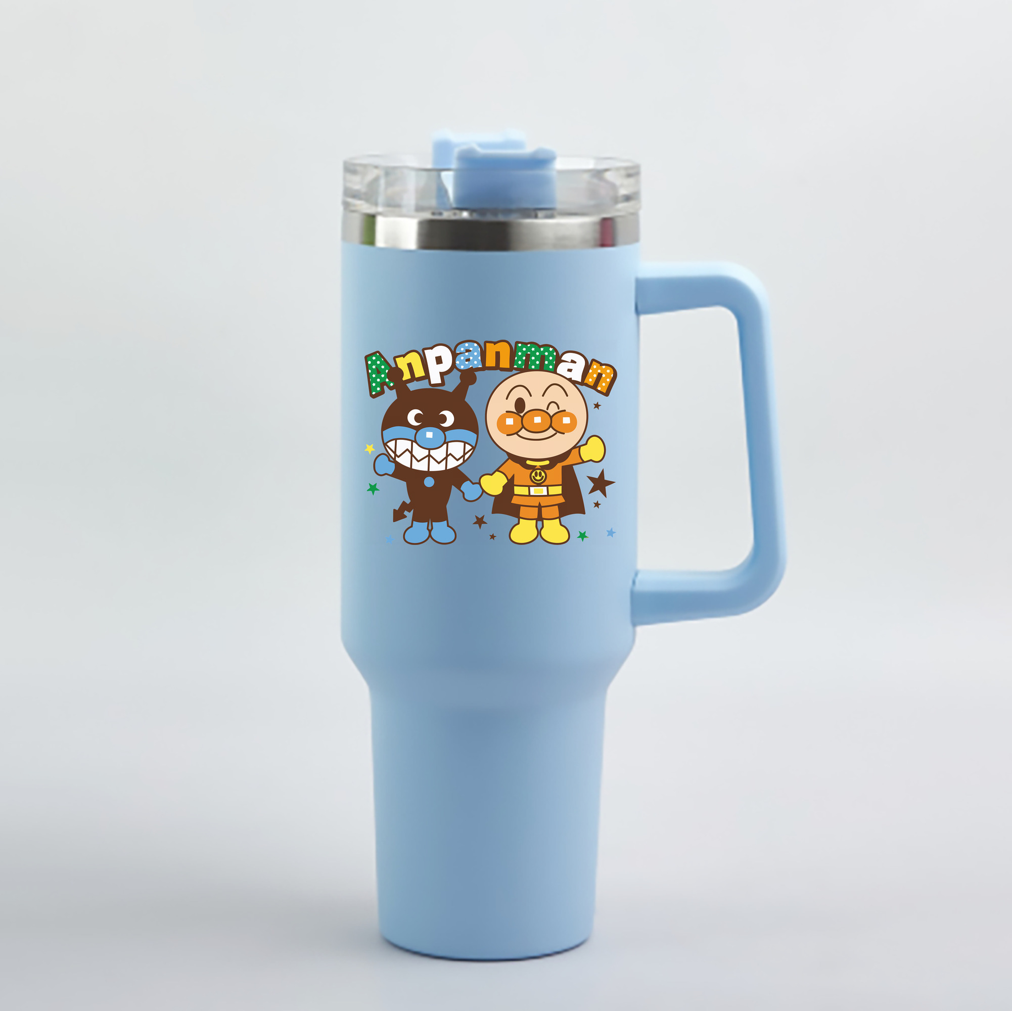 （画像用） アンパンマン Anpanman 1200mL車用タンブラー - クリスタルステッカー（プラスチックストロー付き）