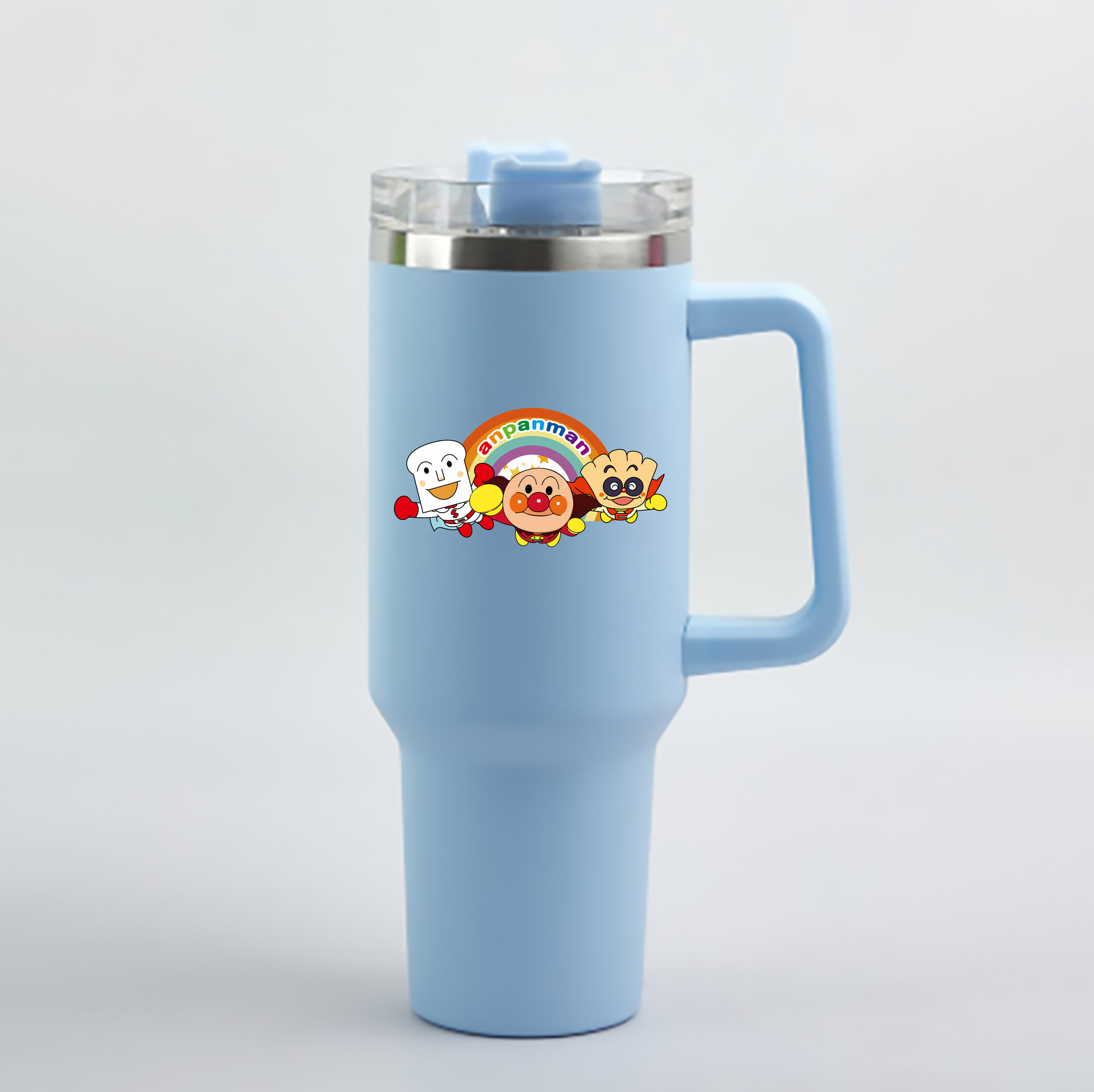 （画像用） アンパンマン Anpanman 1200mL車用タンブラー - クリスタルステッカー（プラスチックストロー付き）