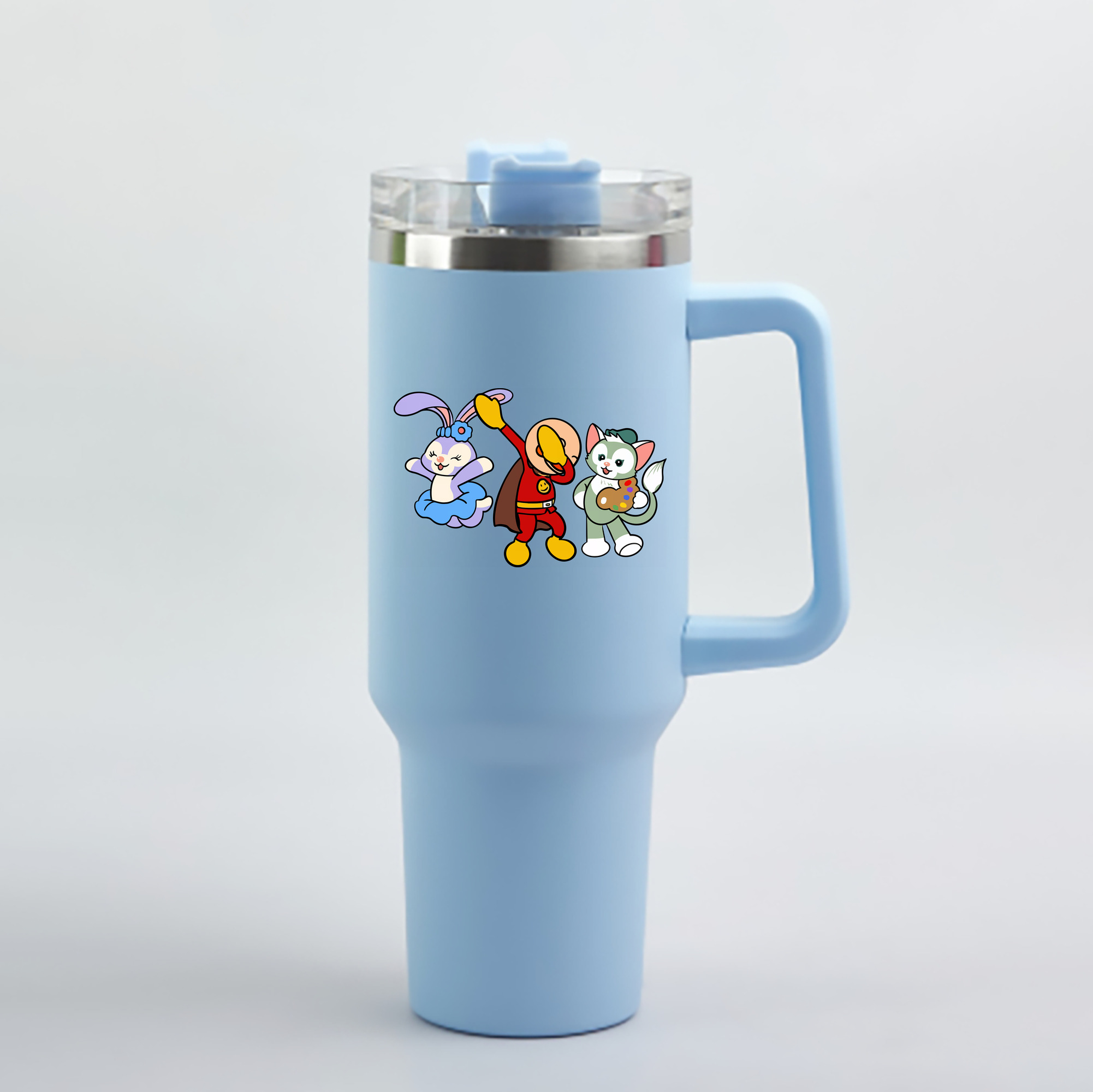 （画像用） アンパンマン Anpanman 1200mL車用タンブラー - クリスタルステッカー（プラスチックストロー付き）