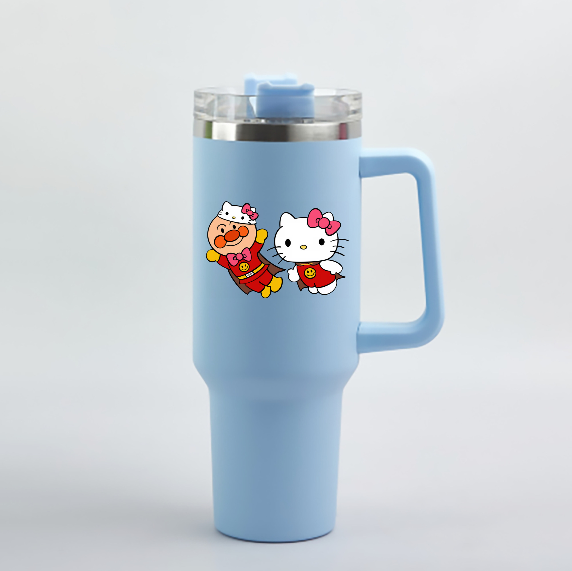 （画像用） アンパンマン Anpanman 1200mL車用タンブラー - クリスタルステッカー（プラスチックストロー付き）