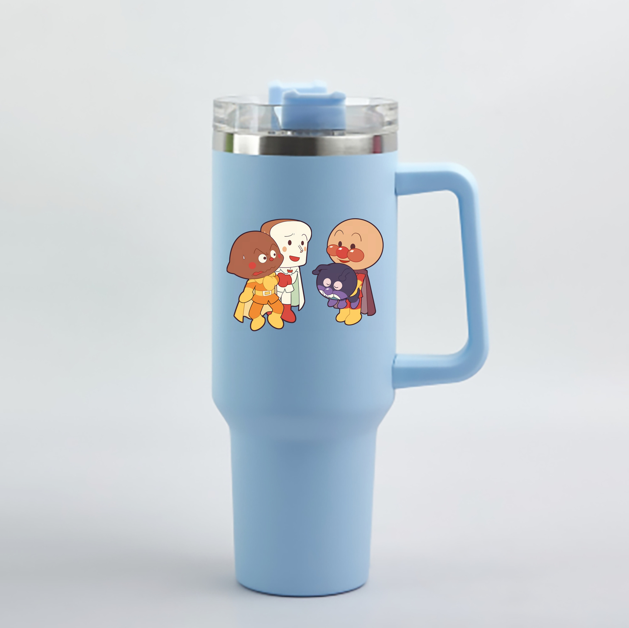 （画像用） アンパンマン Anpanman 1200mL車用タンブラー - クリスタルステッカー（プラスチックストロー付き）