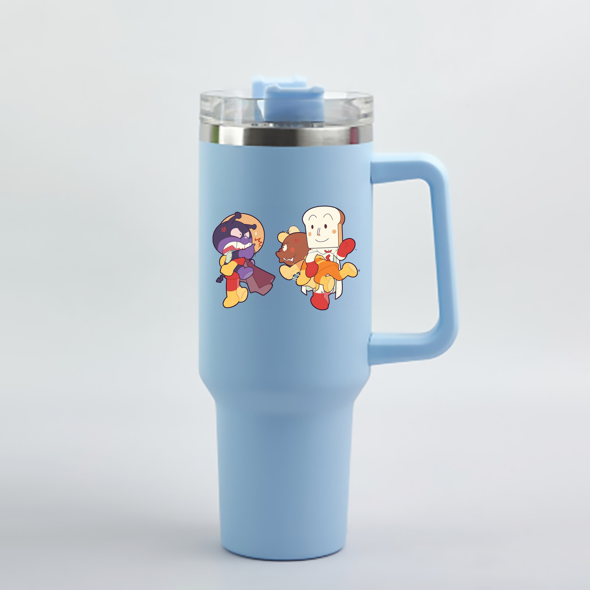 （画像用） アンパンマン Anpanman 1200mL車用タンブラー - クリスタルステッカー（プラスチックストロー付き）