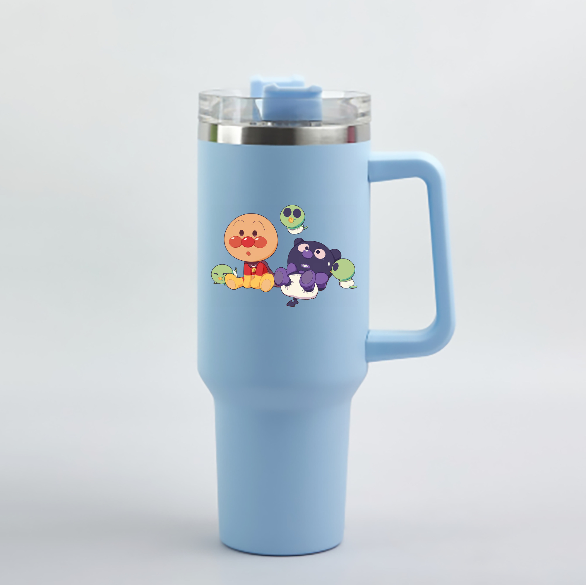 （画像用） アンパンマン Anpanman 1200mL車用タンブラー - クリスタルステッカー（プラスチックストロー付き）