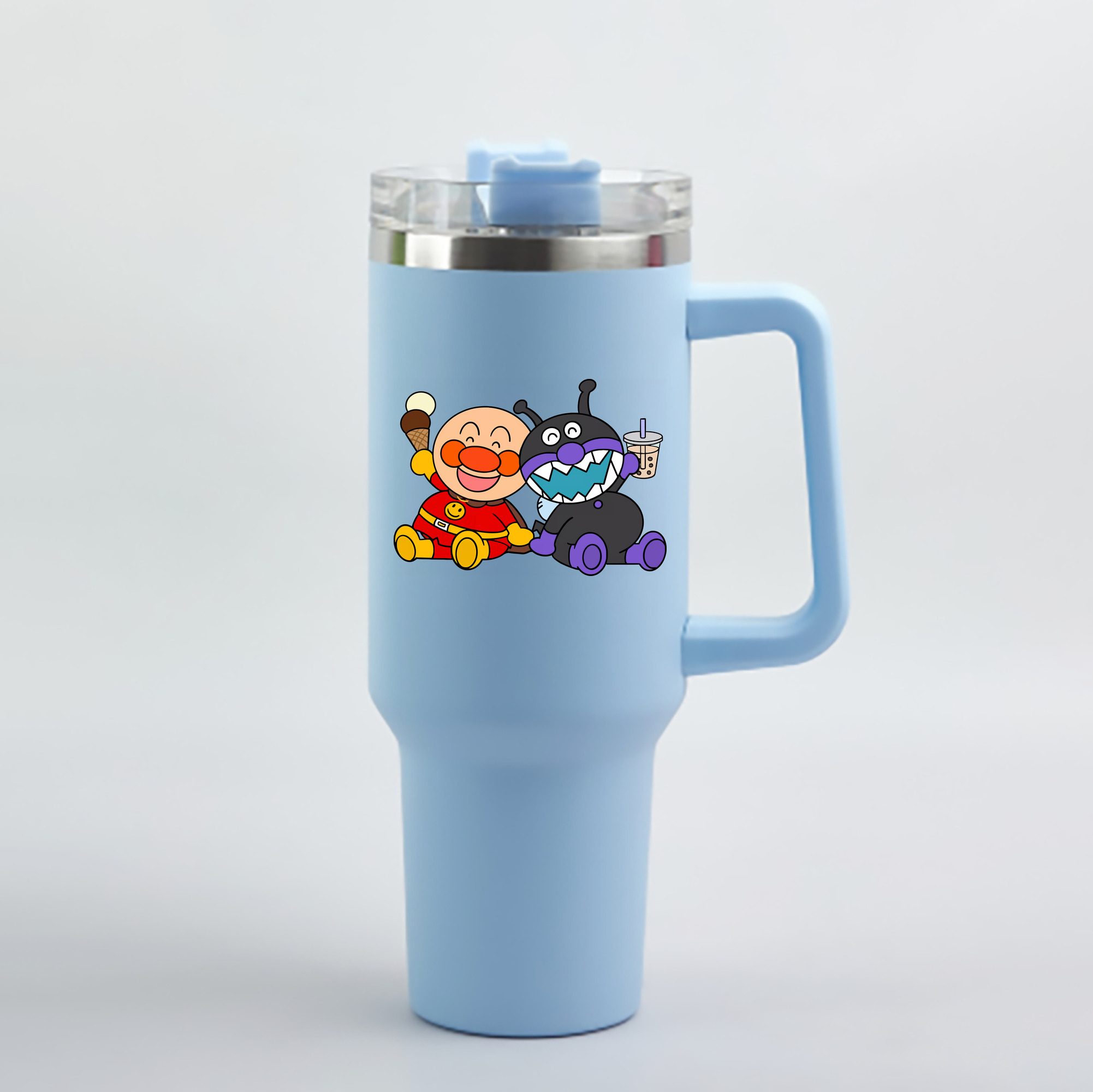 （画像用） アンパンマン Anpanman 1200mL車用タンブラー - クリスタルステッカー（プラスチックストロー付き）