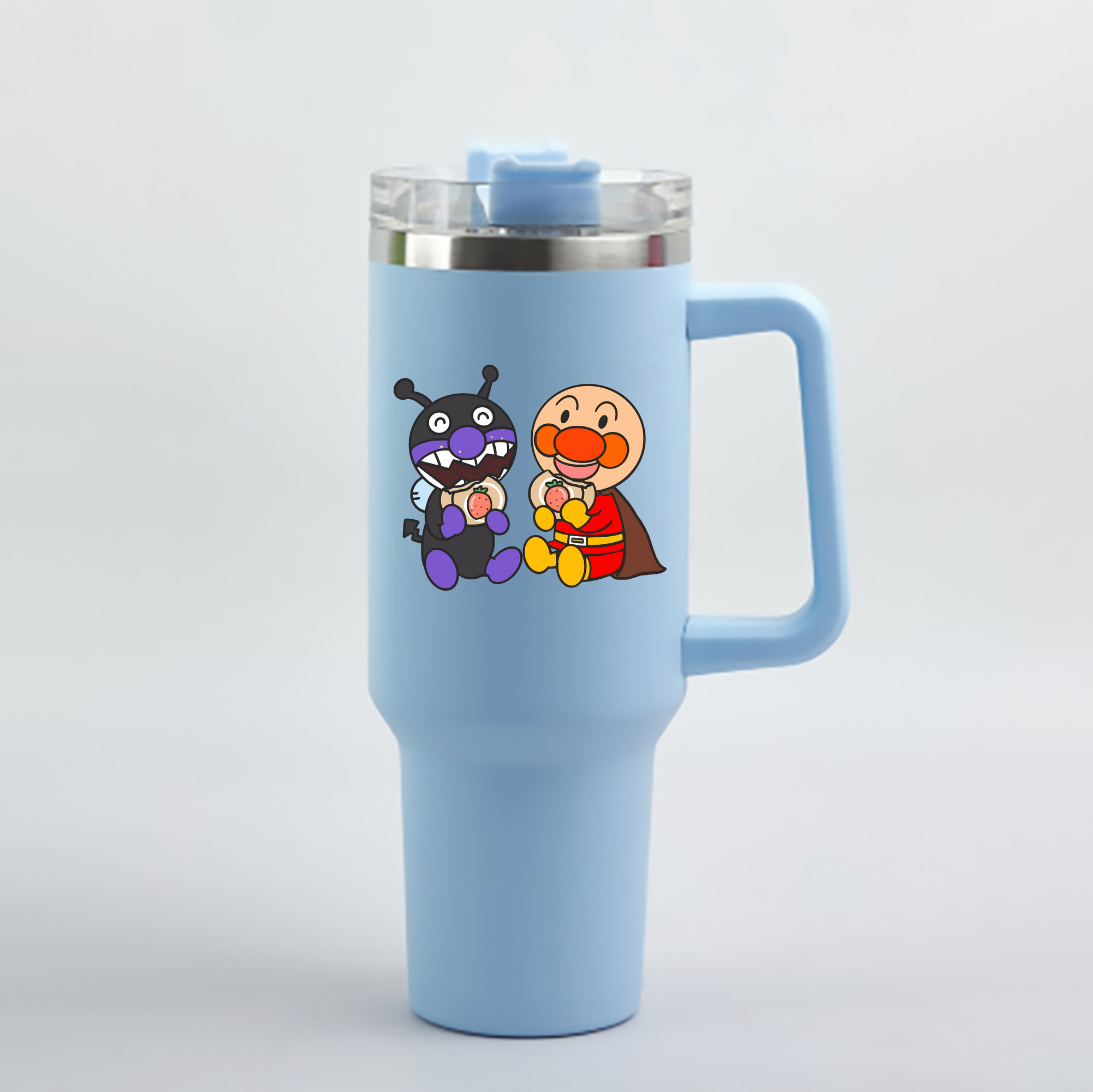 （画像用） アンパンマン Anpanman 1200mL車用タンブラー - クリスタルステッカー（プラスチックストロー付き）